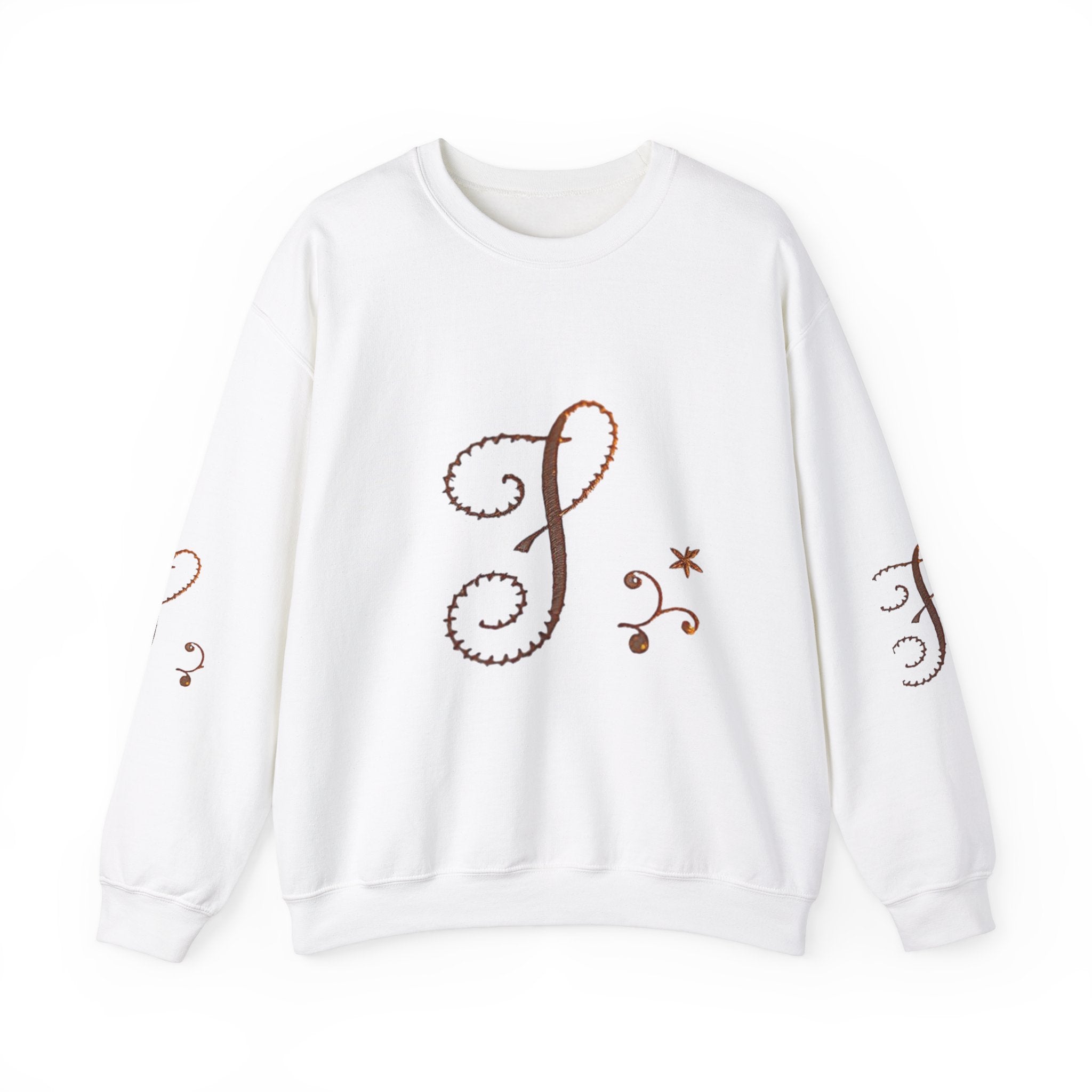Boho-Chic Unisex Crewneck Sweatshirt with Elegant Embroidery
