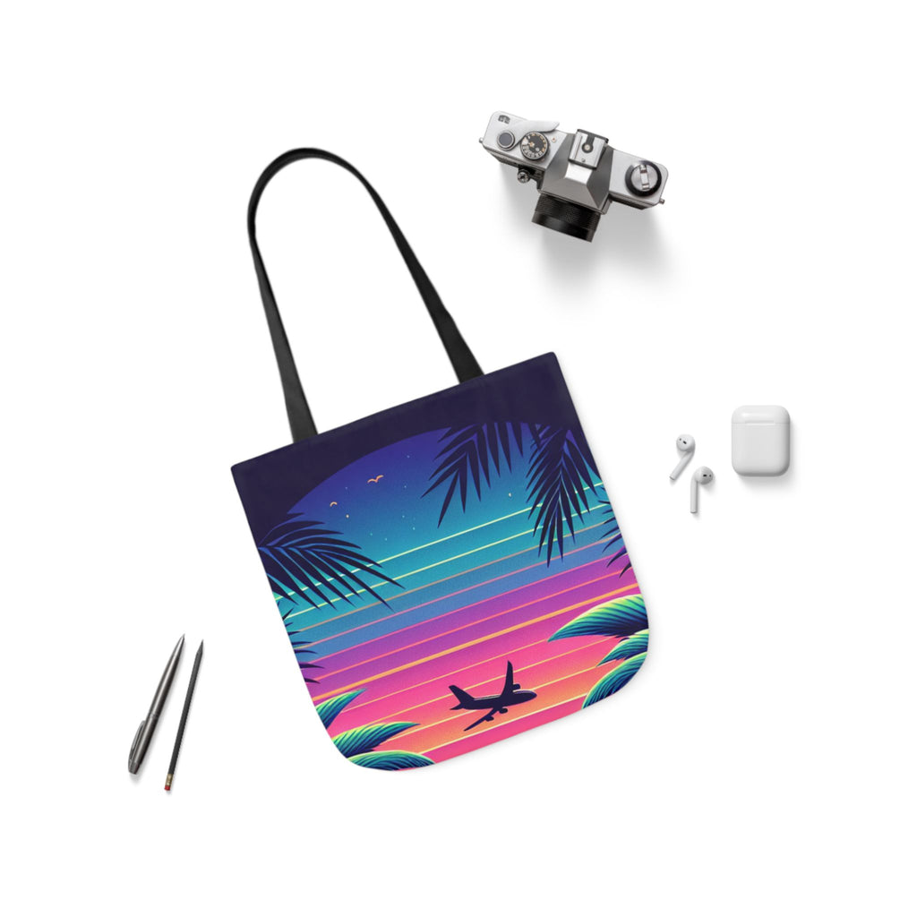 Tropical Sunset Canvas Tote Bag with 5-Color Straps