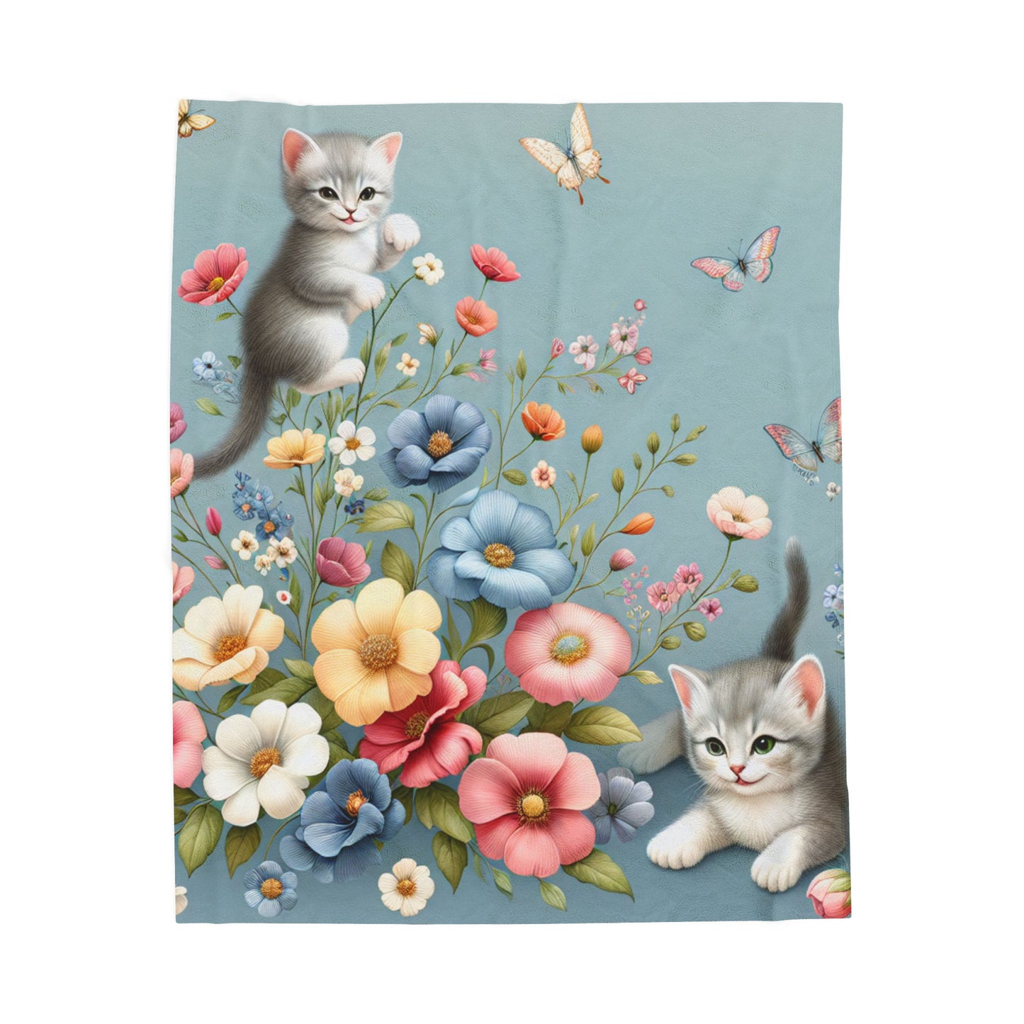 Cozy Floral Cat Velveteen Blanket - Perfect for Cat Lovers & Home Decor