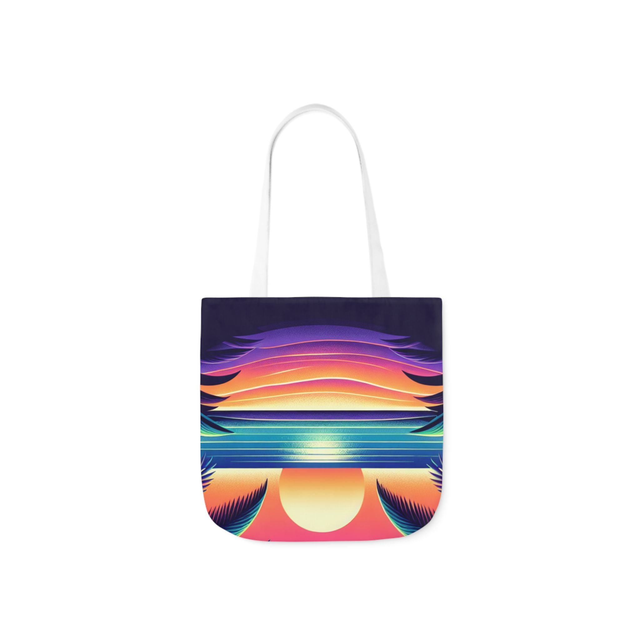 Tropical Sunset Canvas Tote Bag with 5-Color Straps