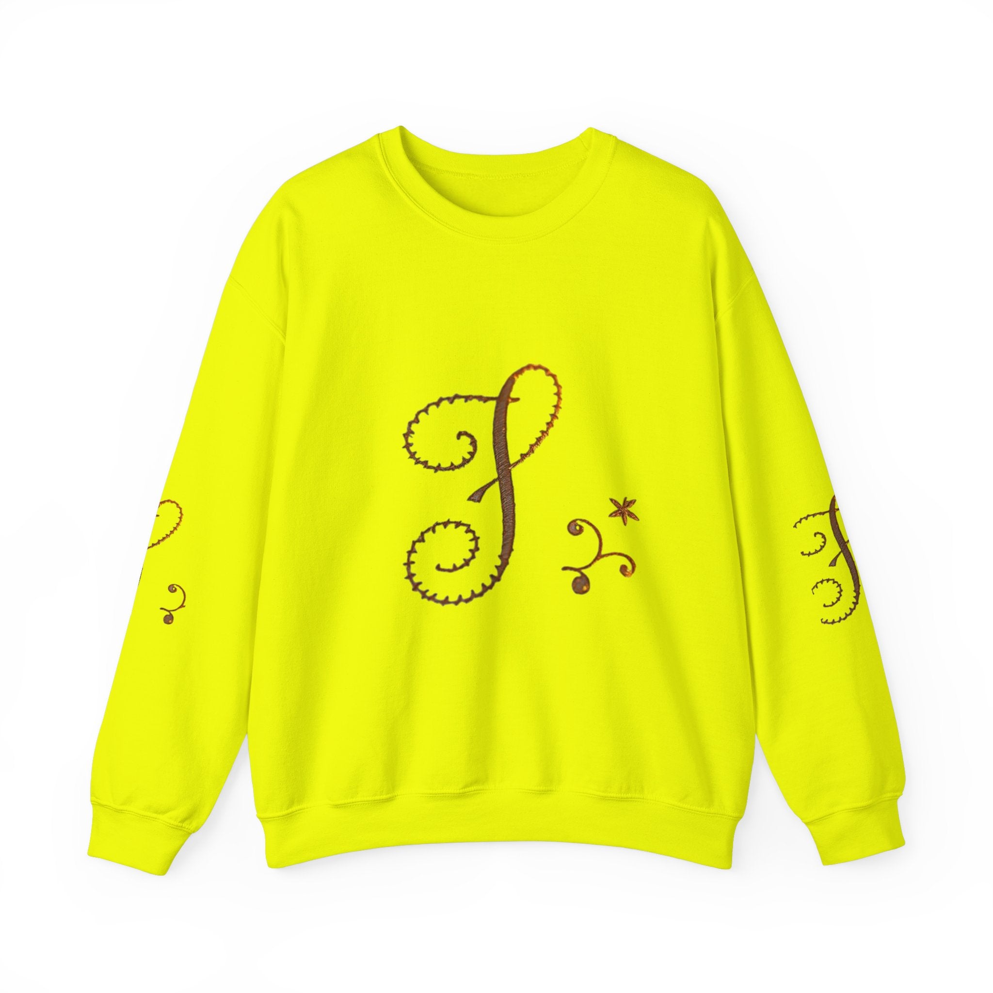 Boho-Chic Unisex Crewneck Sweatshirt with Elegant Embroidery