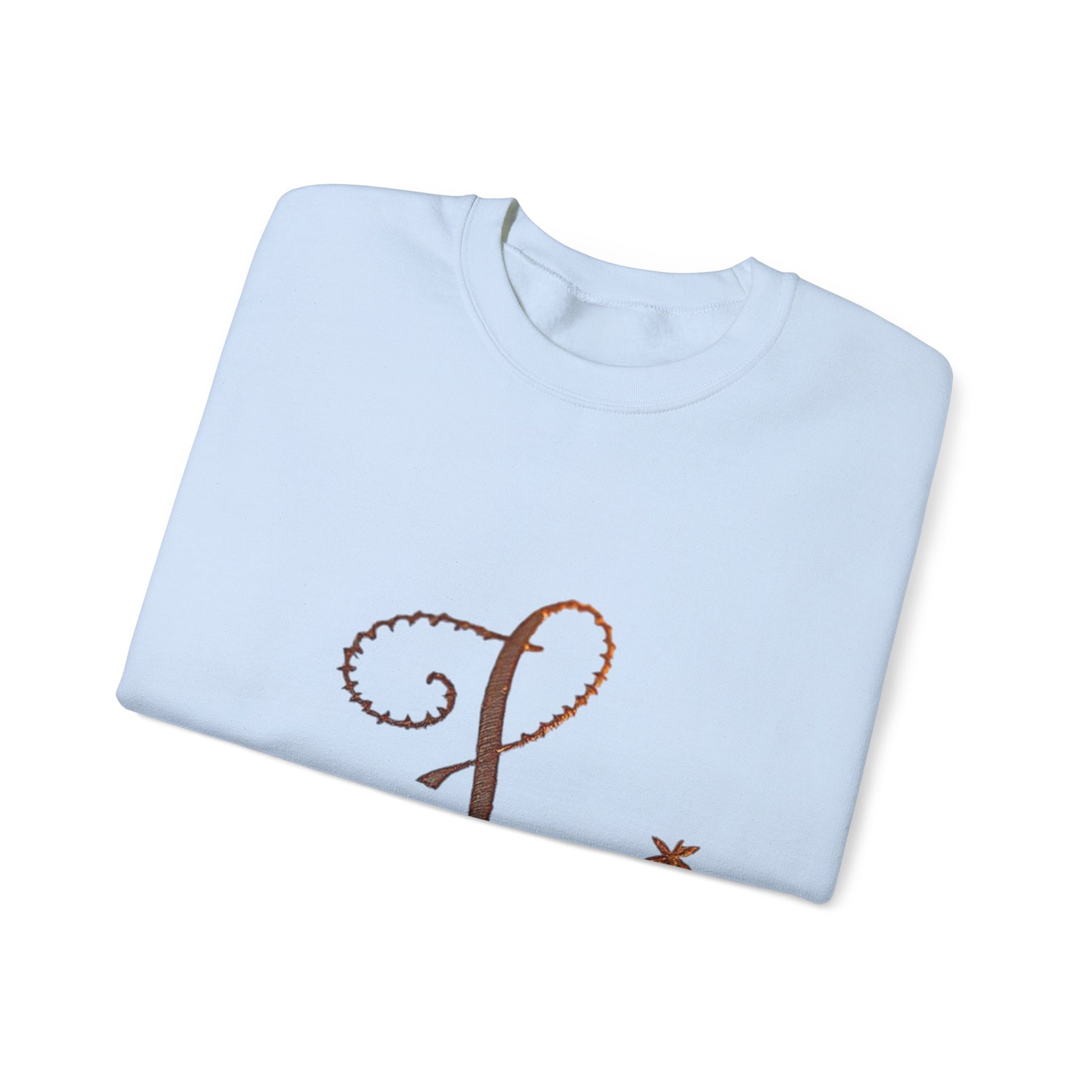 Boho-Chic Unisex Crewneck Sweatshirt with Elegant Embroidery