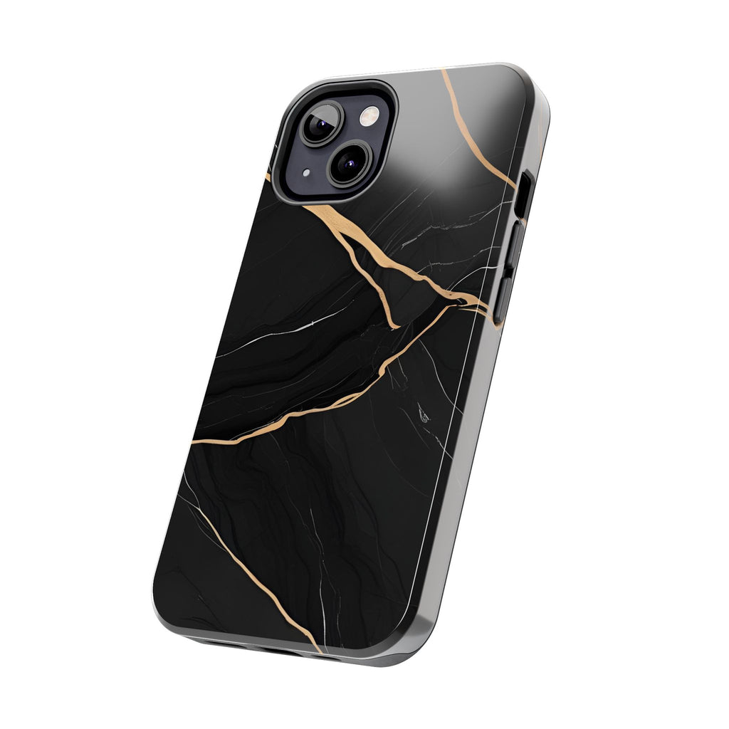 Elegant Black Marble Tough Phone Case | Stylish & Durable Protection