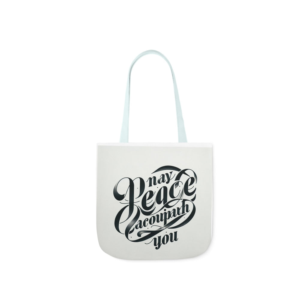Inspirational Canvas Tote Bag - 5-Color Straps with 'May Peace Accompany You'
