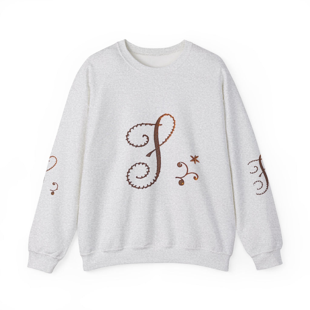 Boho-Chic Unisex Crewneck Sweatshirt with Elegant Embroidery