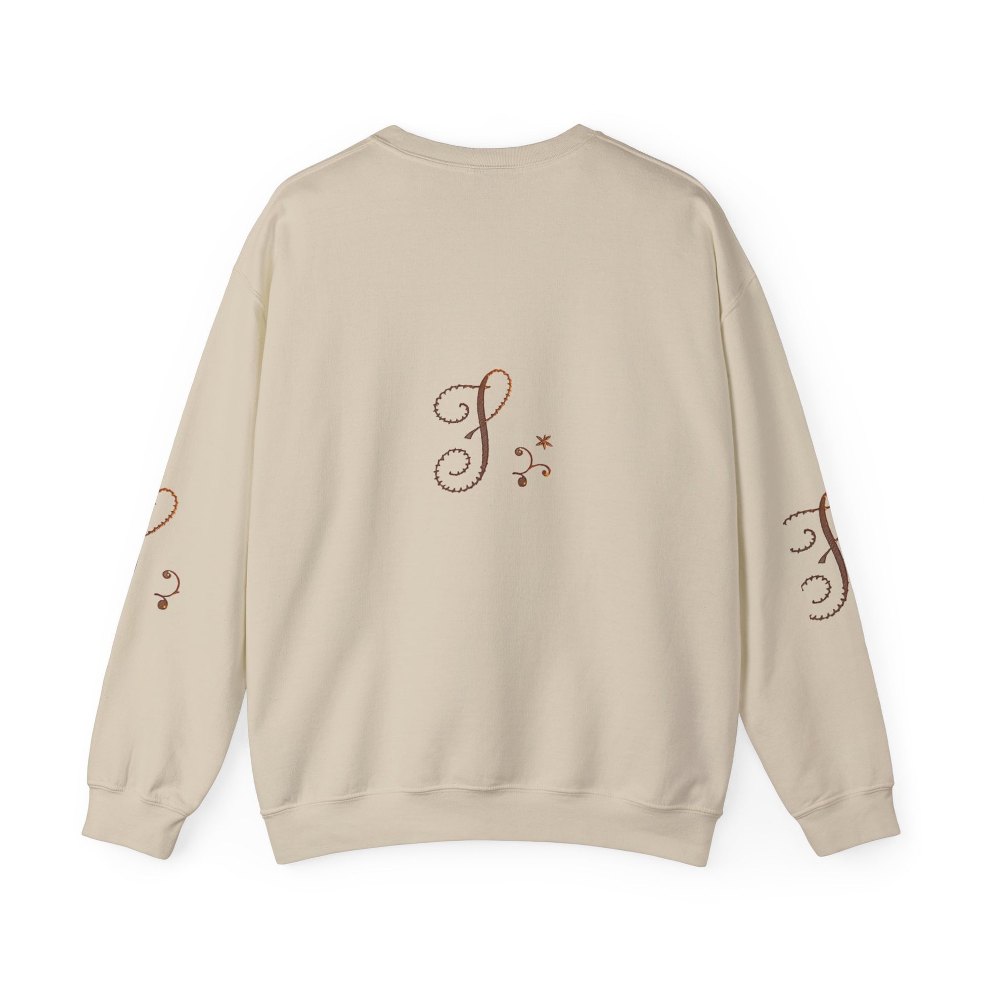 Boho-Chic Unisex Crewneck Sweatshirt with Elegant Embroidery
