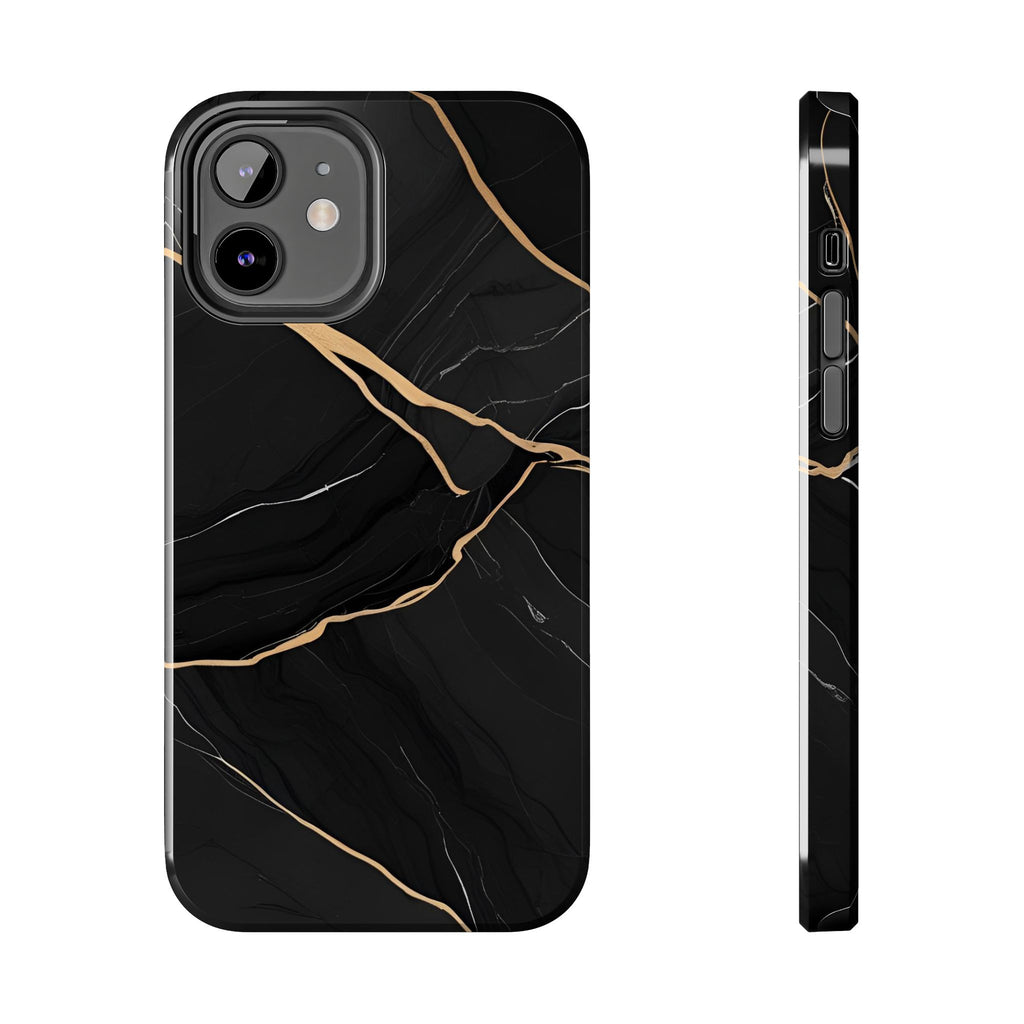 Elegant Black Marble Tough Phone Case | Stylish & Durable Protection