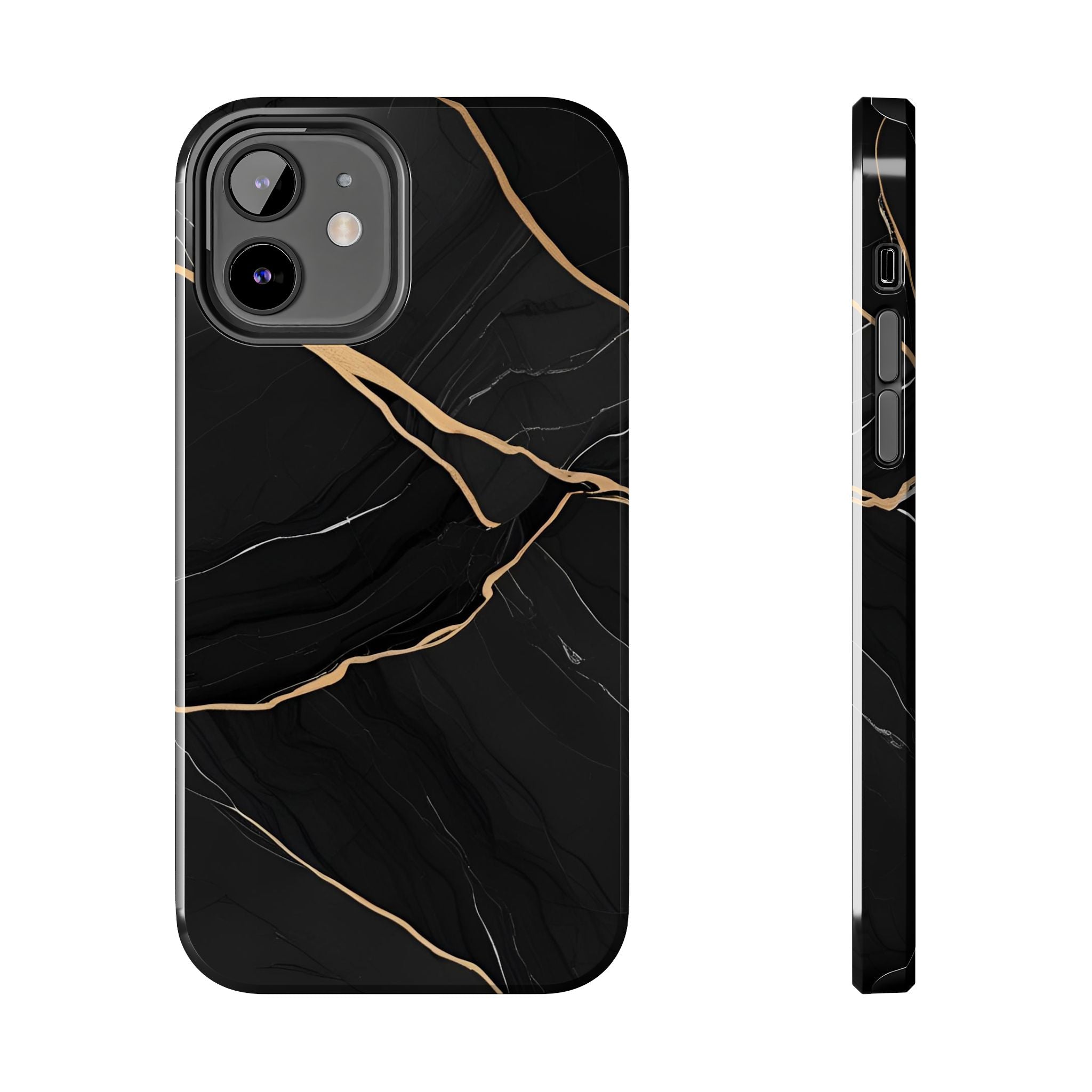 Elegant Black Marble Tough Phone Case | Stylish & Durable Protection