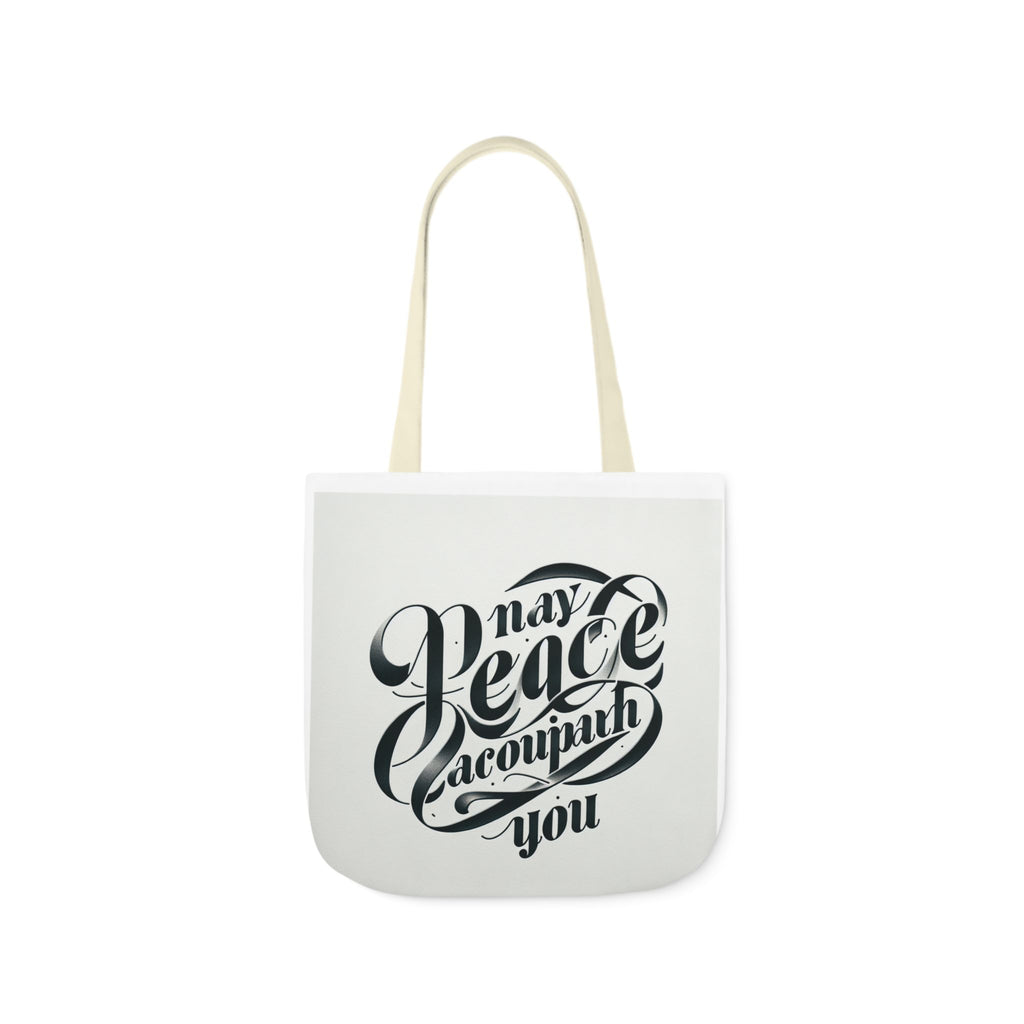 Inspirational Canvas Tote Bag - 5-Color Straps with 'May Peace Accompany You'