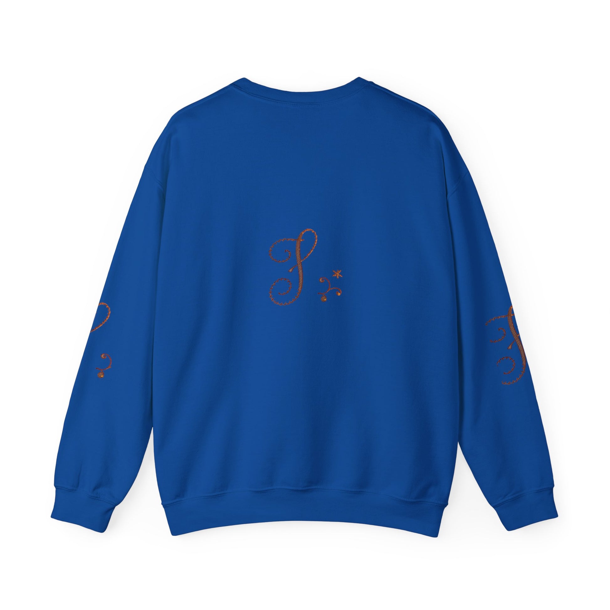 Boho-Chic Unisex Crewneck Sweatshirt with Elegant Embroidery