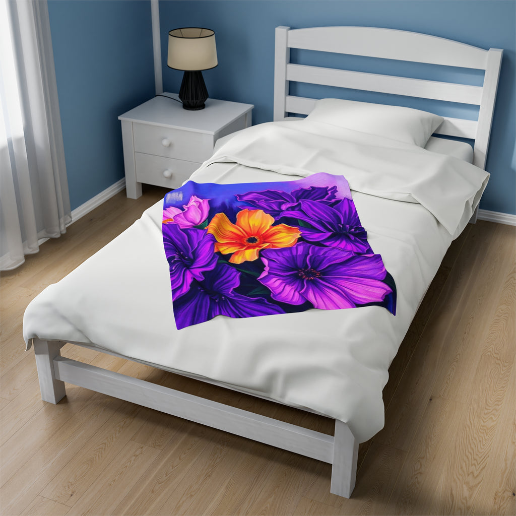 Vibrant Floral Velveteen Plush Blanket | Cozy Home Decor for Spring