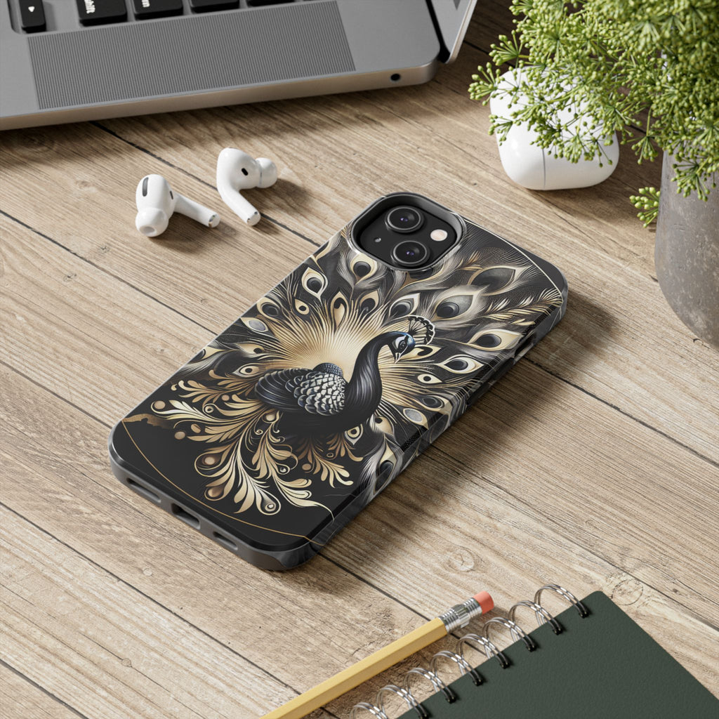 Elegant Peacock Tough Phone Case - Stylish and Durable Protection
