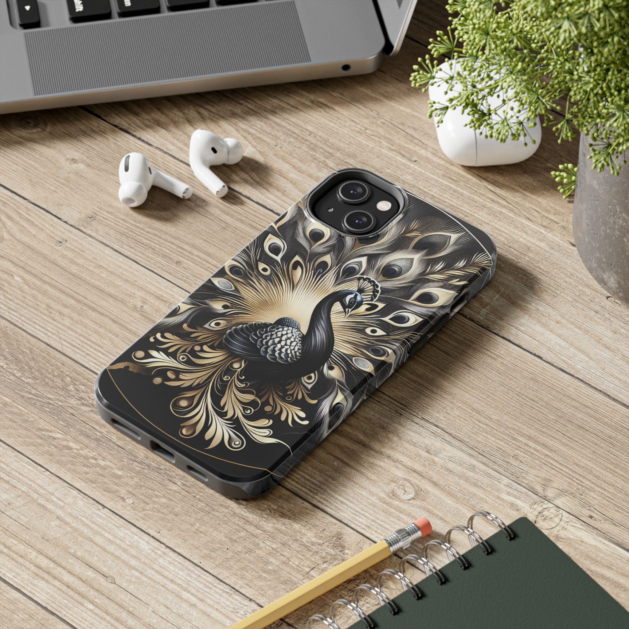 Elegant Peacock Tough Phone Case - Stylish and Durable Protection