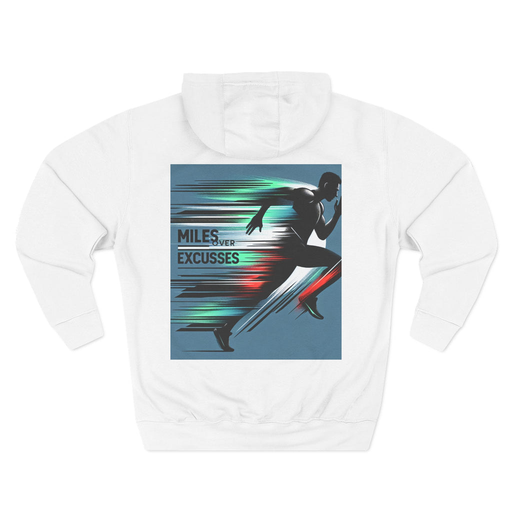 Motivational Fleece Hoodie - 'Miles Over Excuses' for Athletes and Runners