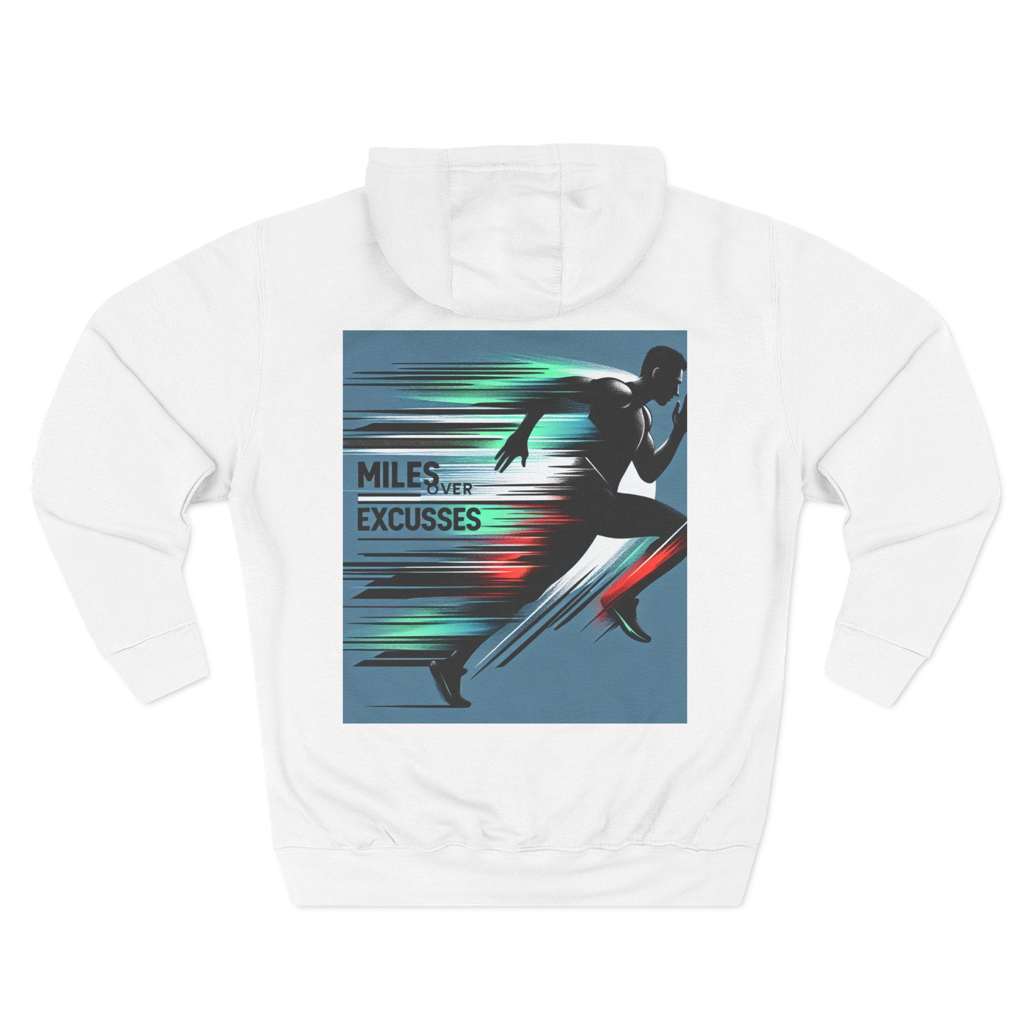 Motivational Fleece Hoodie - 'Miles Over Excuses' for Athletes and Runners