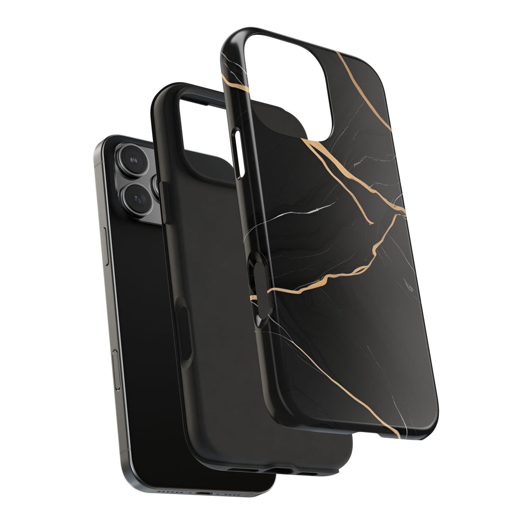 Elegant Black Marble Tough Phone Case | Stylish & Durable Protection