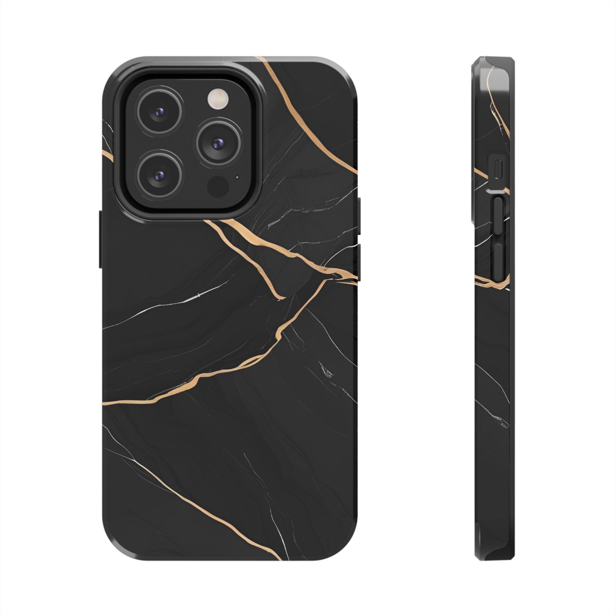 Elegant Black Marble Tough Phone Case | Stylish & Durable Protection