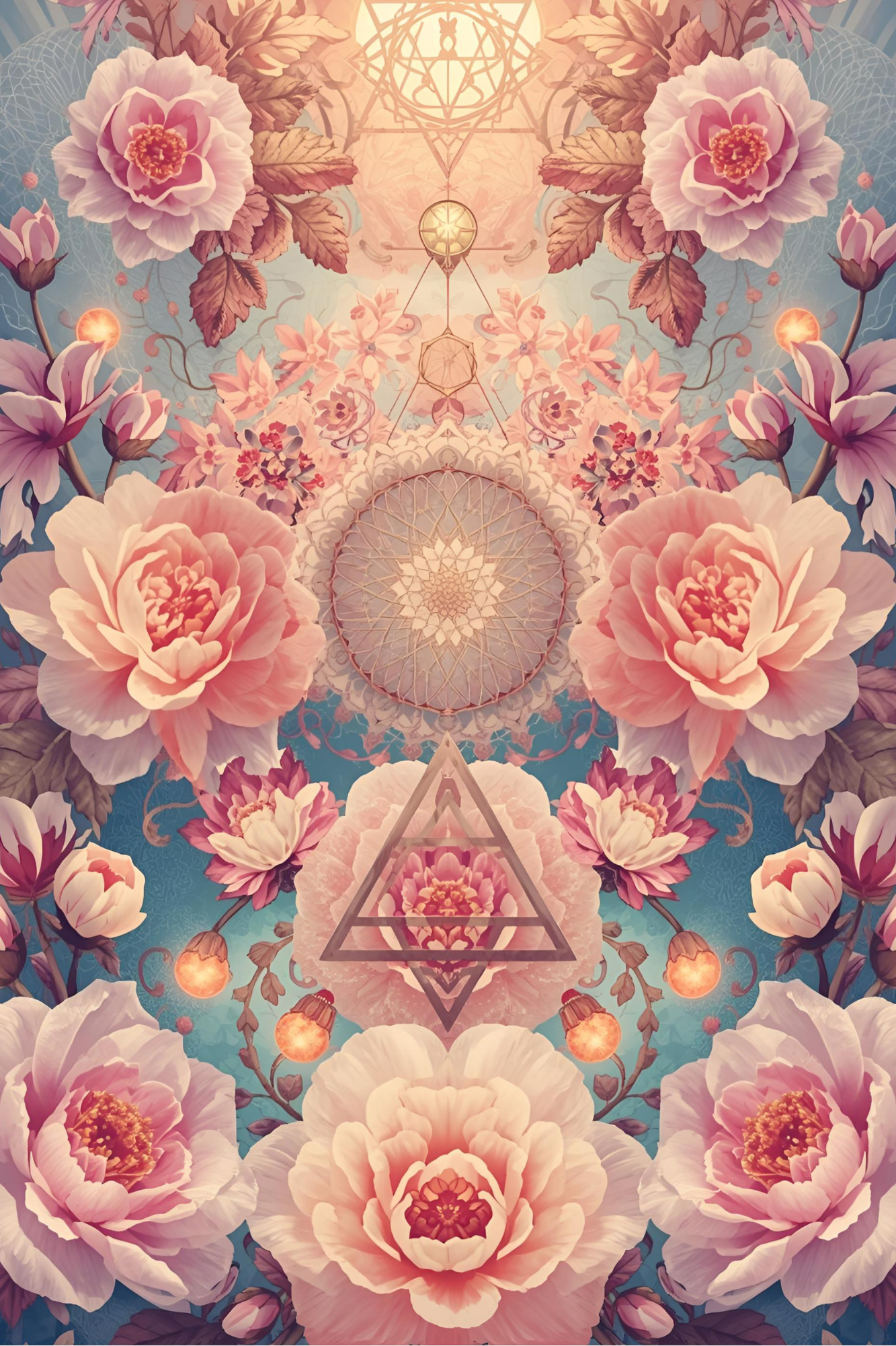 Sacred Bloom Harmony in Light-Wallart