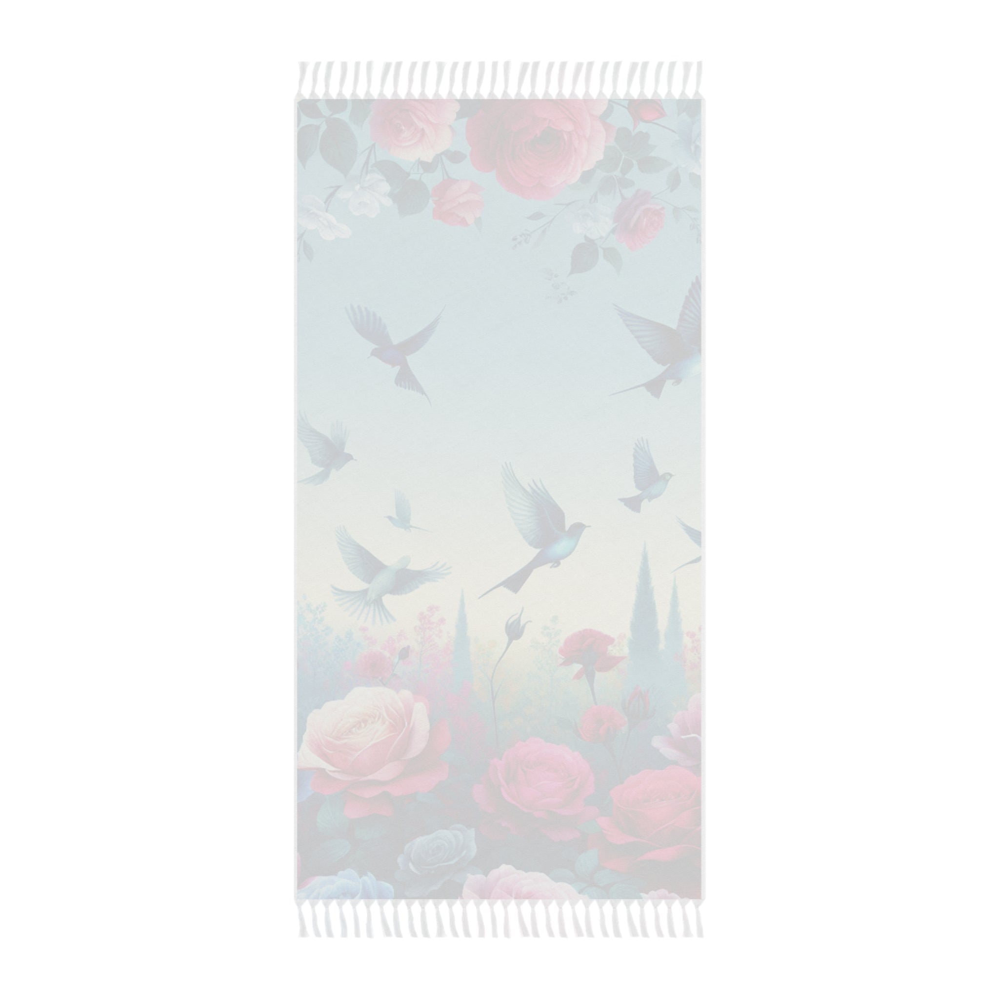 Boho Floral Beach Towel - Vibrant Rose & Bird Design for Summer Fun