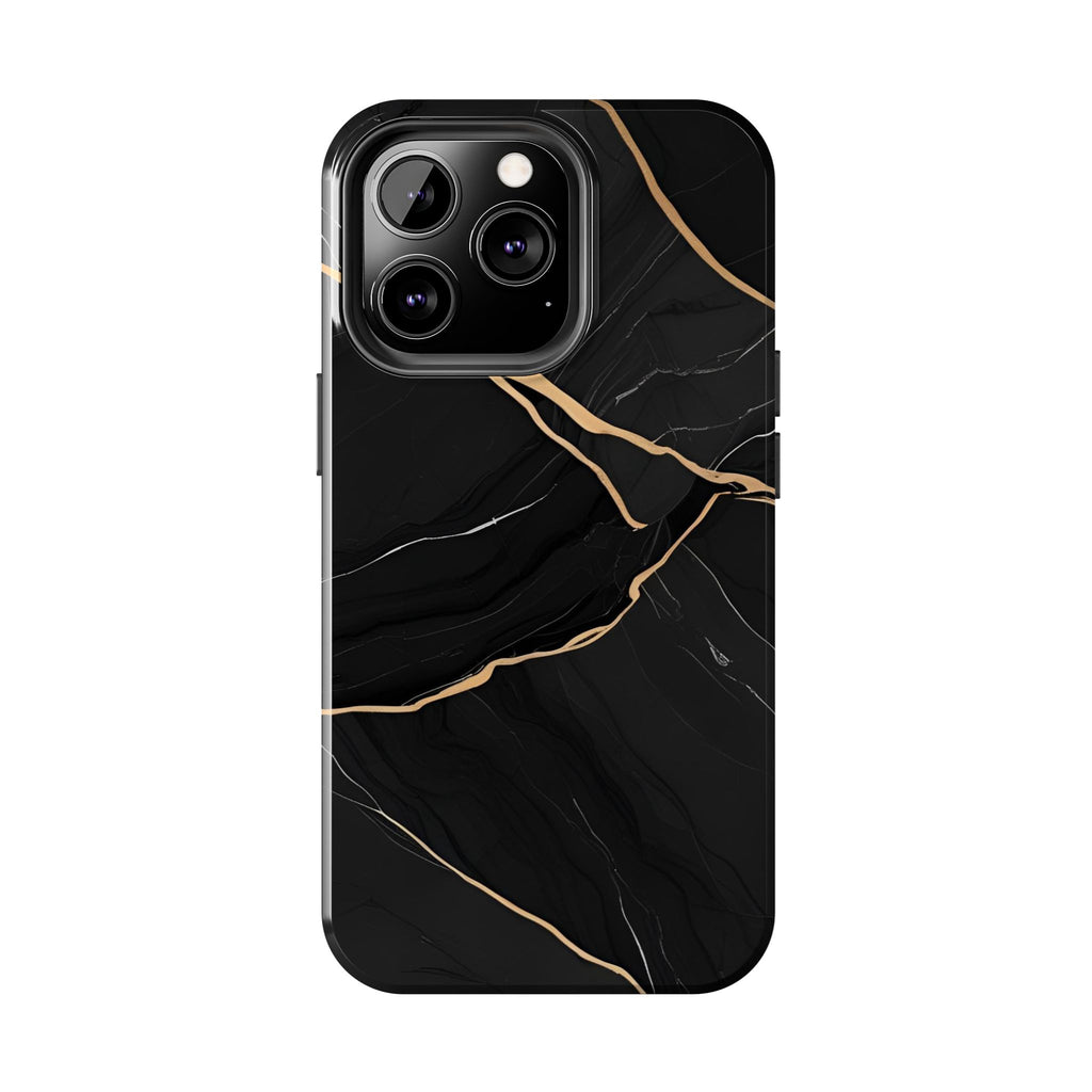 Elegant Black Marble Tough Phone Case | Stylish & Durable Protection