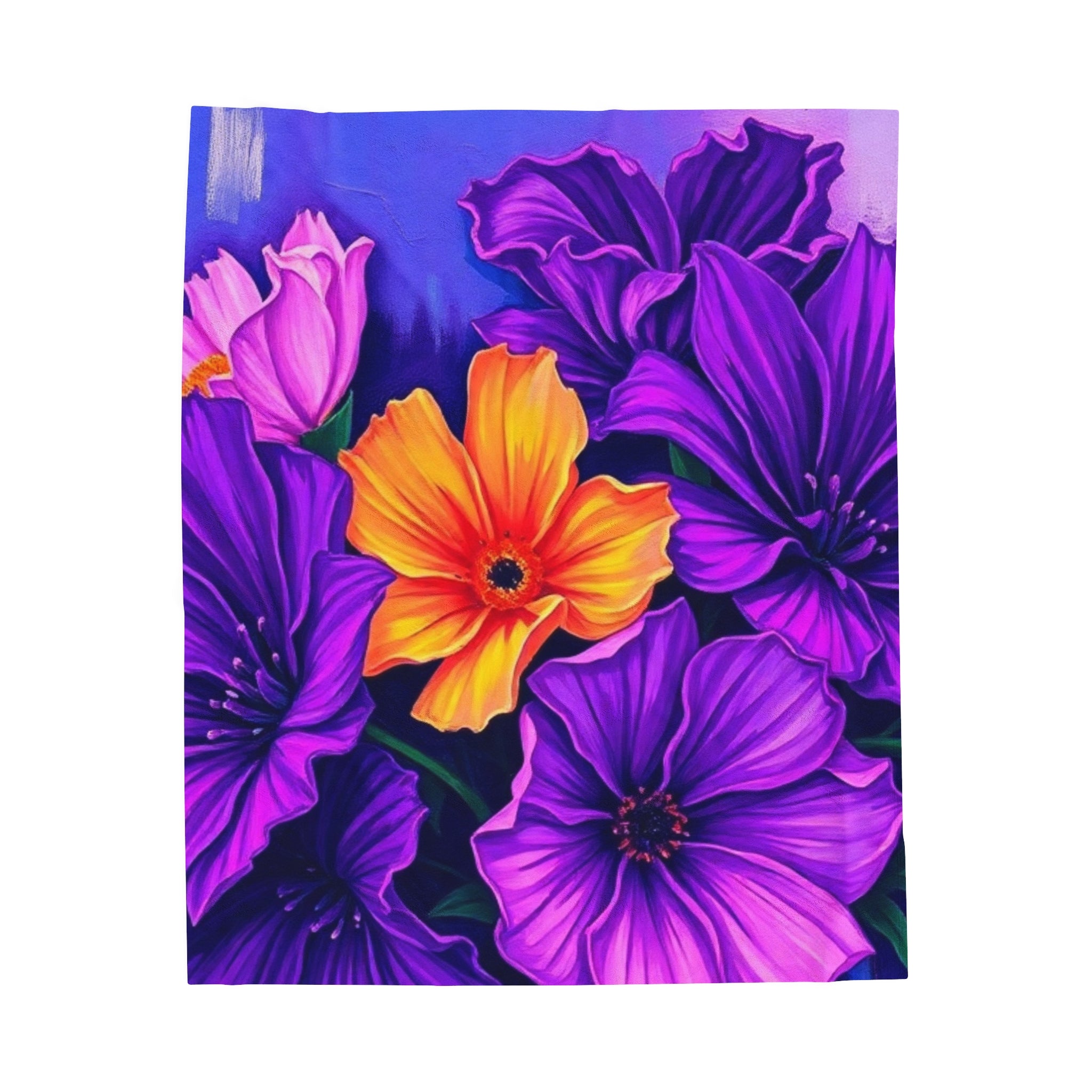 Vibrant Floral Velveteen Plush Blanket | Cozy Home Decor for Spring