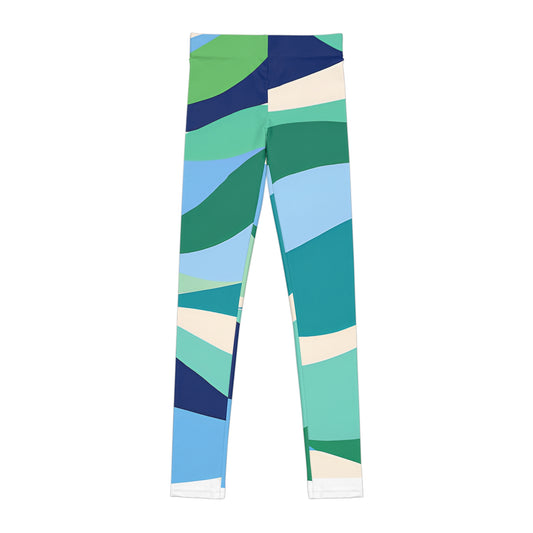 Colorful Wave Pattern Youth Leggings for Active Kids