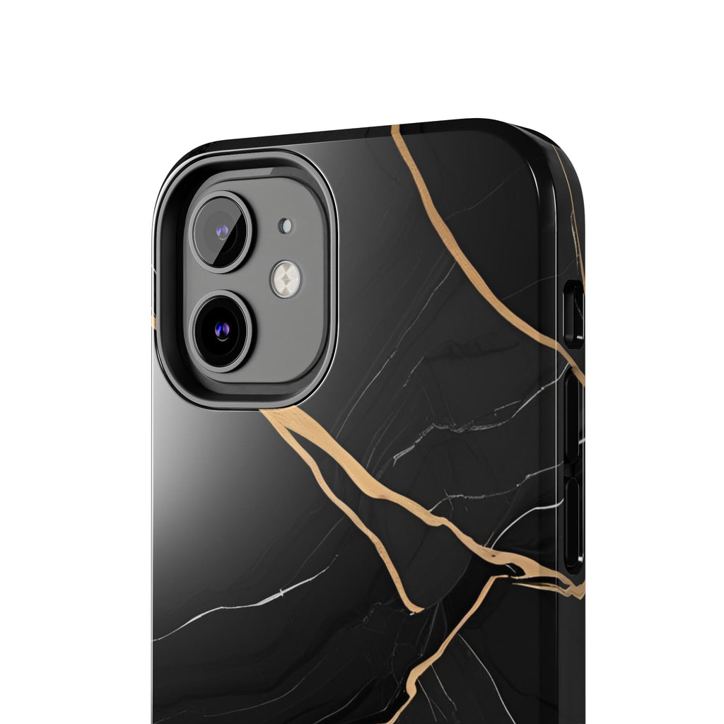 Elegant Black Marble Tough Phone Case | Stylish & Durable Protection