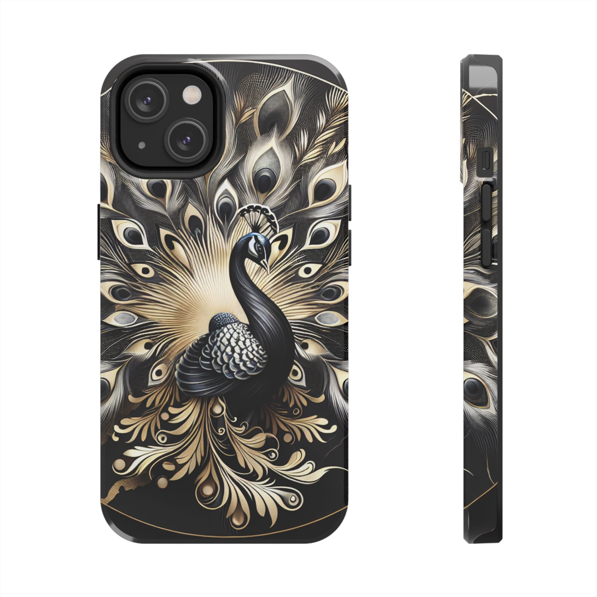 Elegant Peacock Tough Phone Case - Stylish and Durable Protection