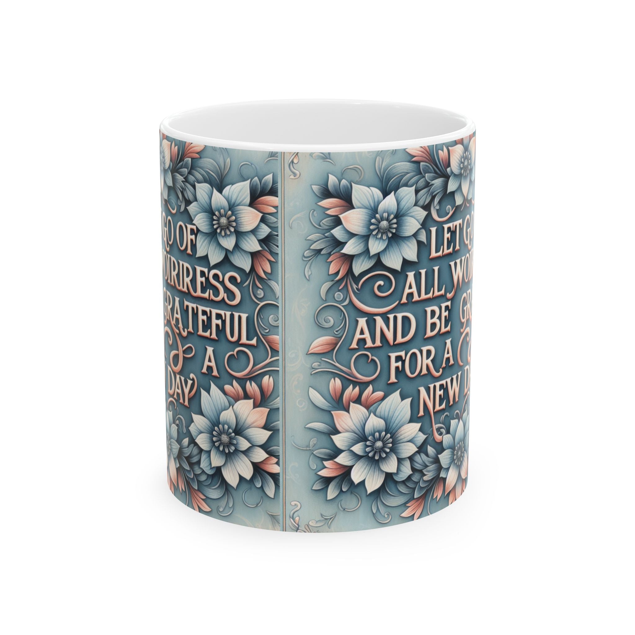 Grateful Floral Ceramic Mug - 11oz & 15oz Coffee Cup for Daily Inspiration