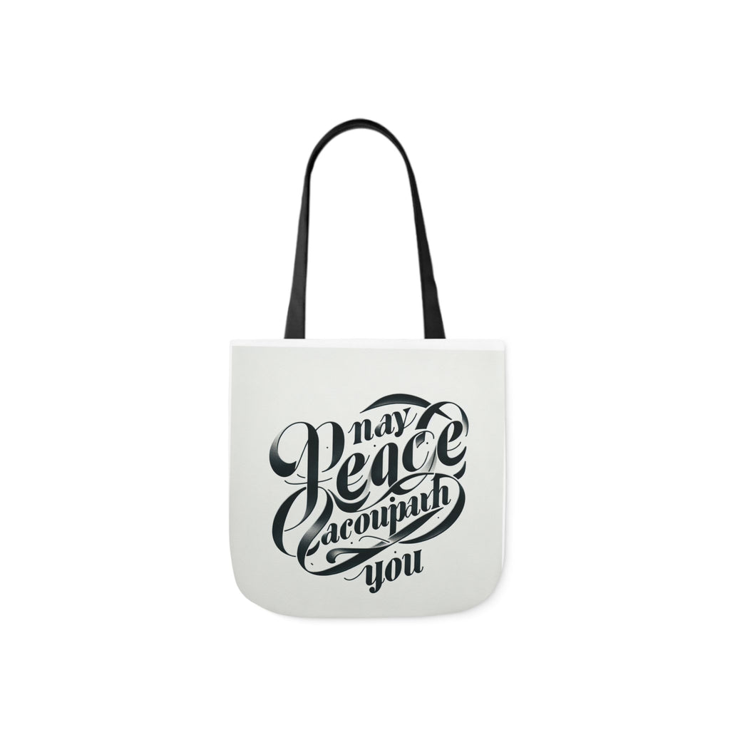 Inspirational Canvas Tote Bag - 5-Color Straps with 'May Peace Accompany You'