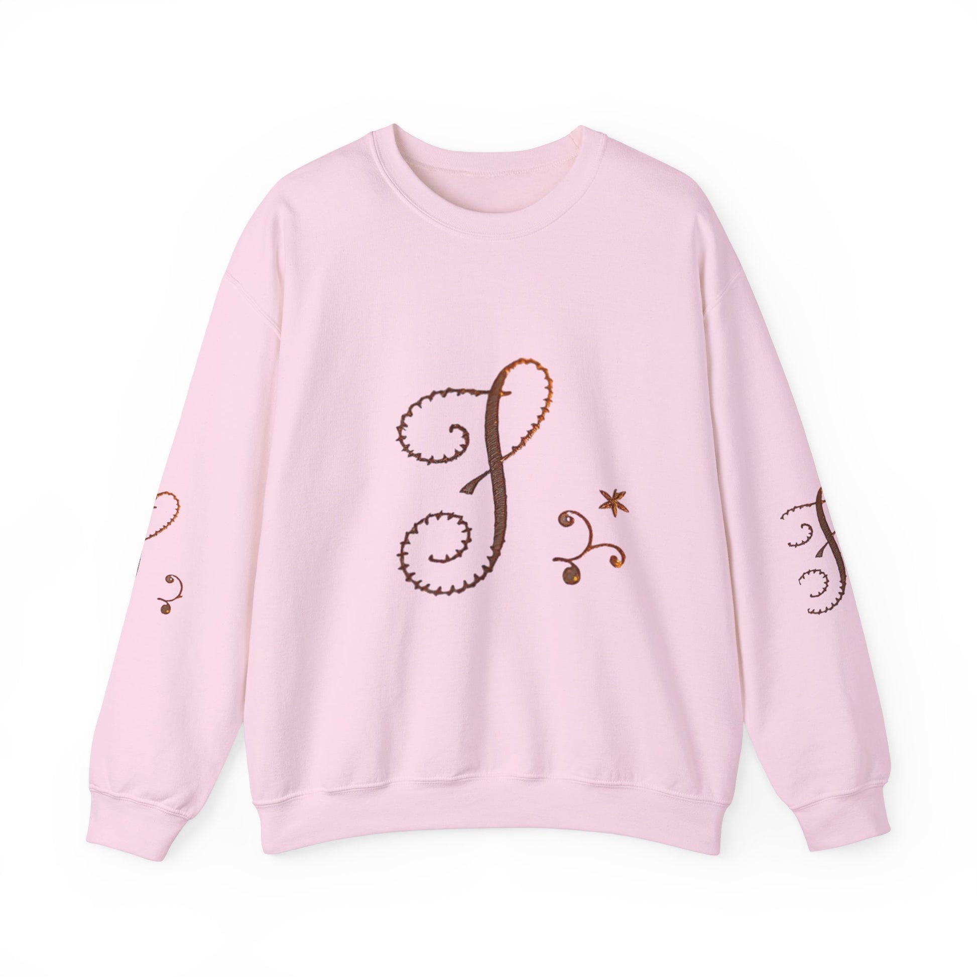 Boho-Chic Unisex Crewneck Sweatshirt with Elegant Embroidery