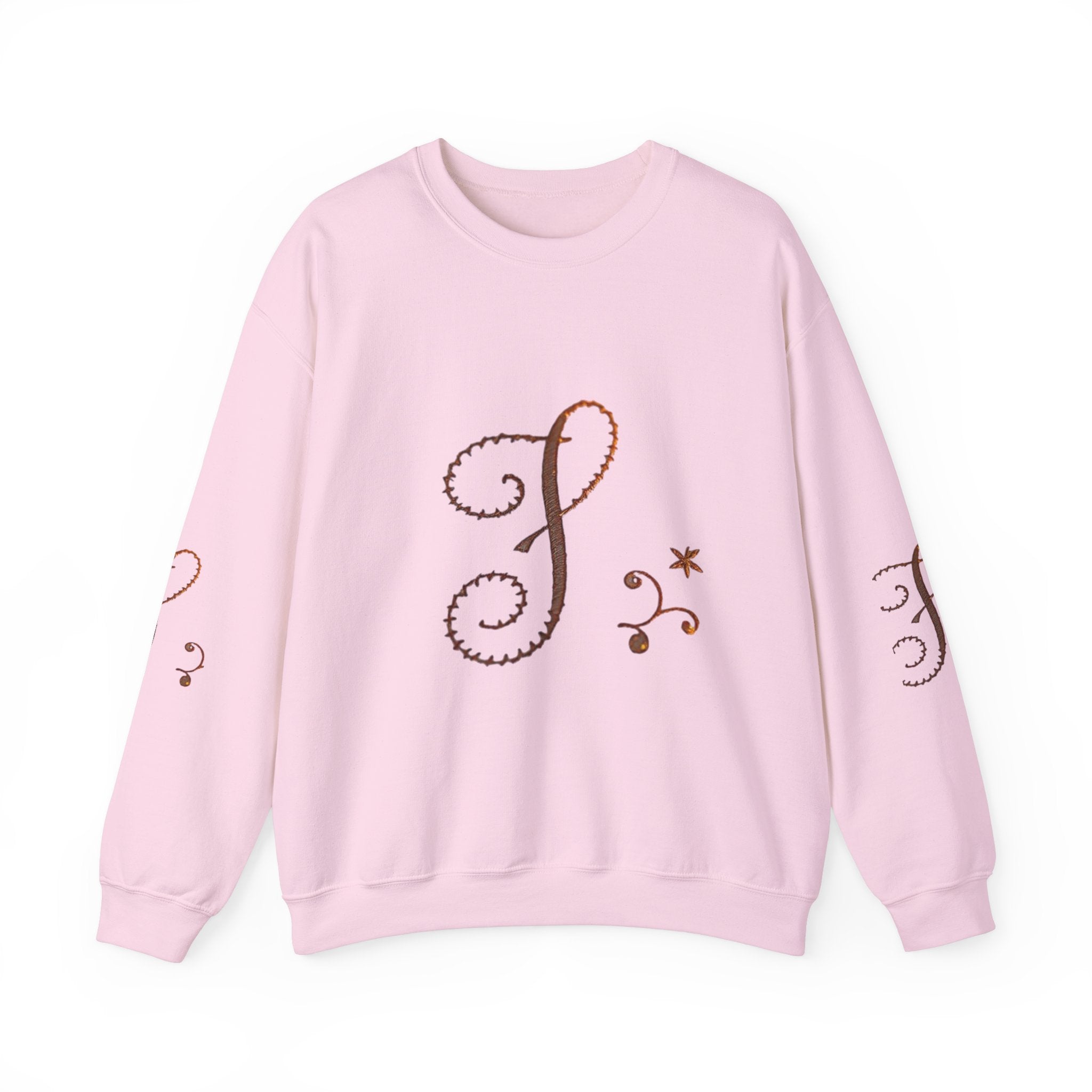 Boho-Chic Unisex Crewneck Sweatshirt with Elegant Embroidery