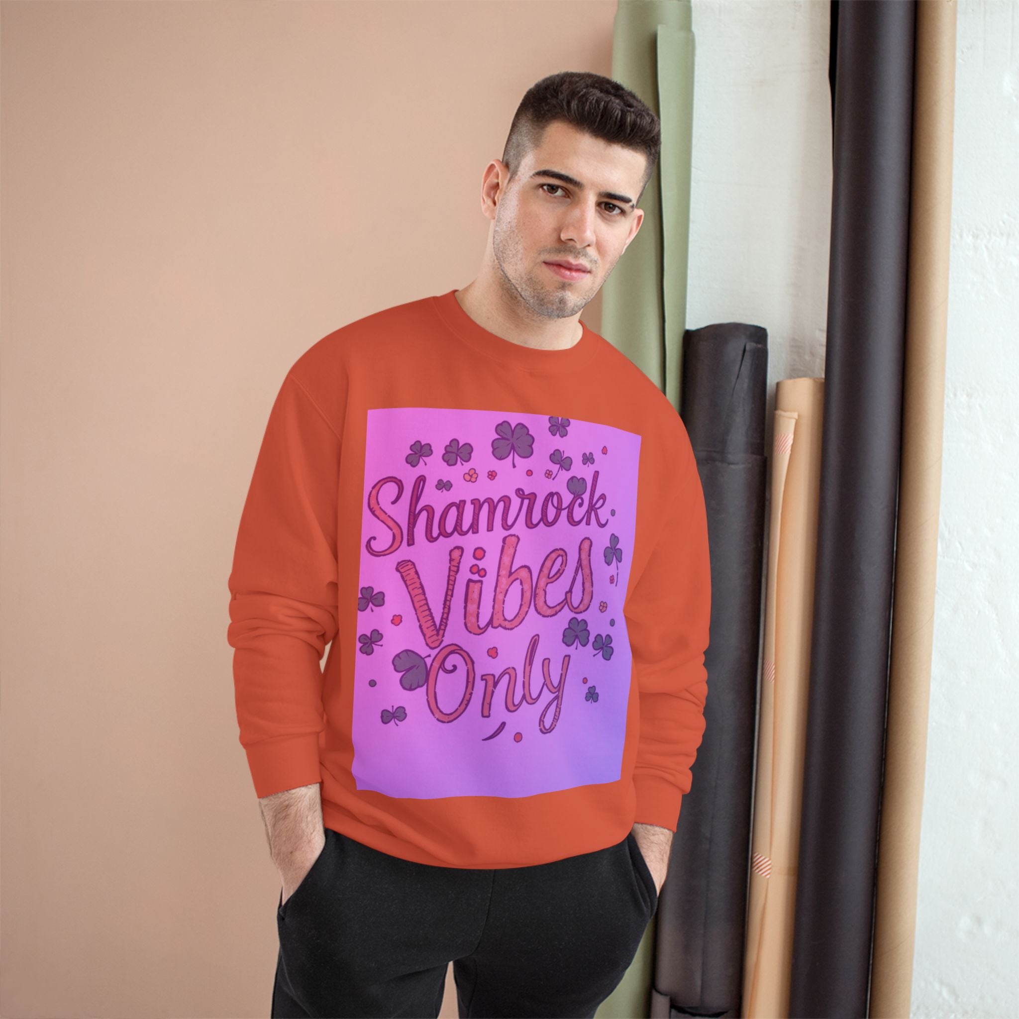 Shamrock Vibes Only Champion Sweatshirt - Perfect for St. Patrick's Day Celebrations
