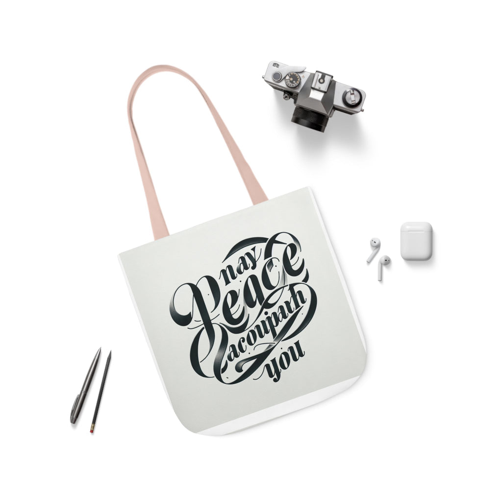 Inspirational Canvas Tote Bag - 5-Color Straps with 'May Peace Accompany You'
