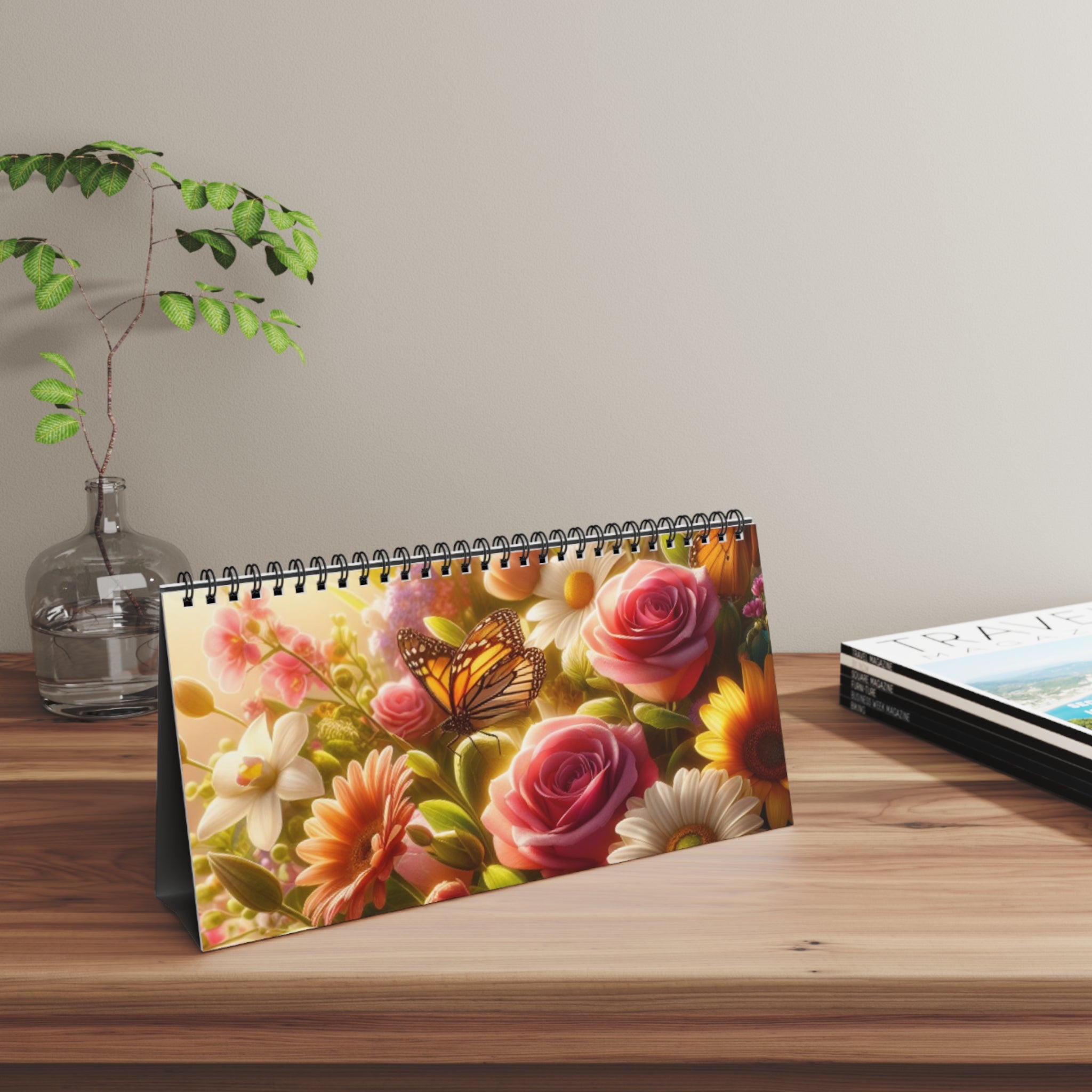 Inspirational Desktop Calendar – Floral Design with Motivational Quote
