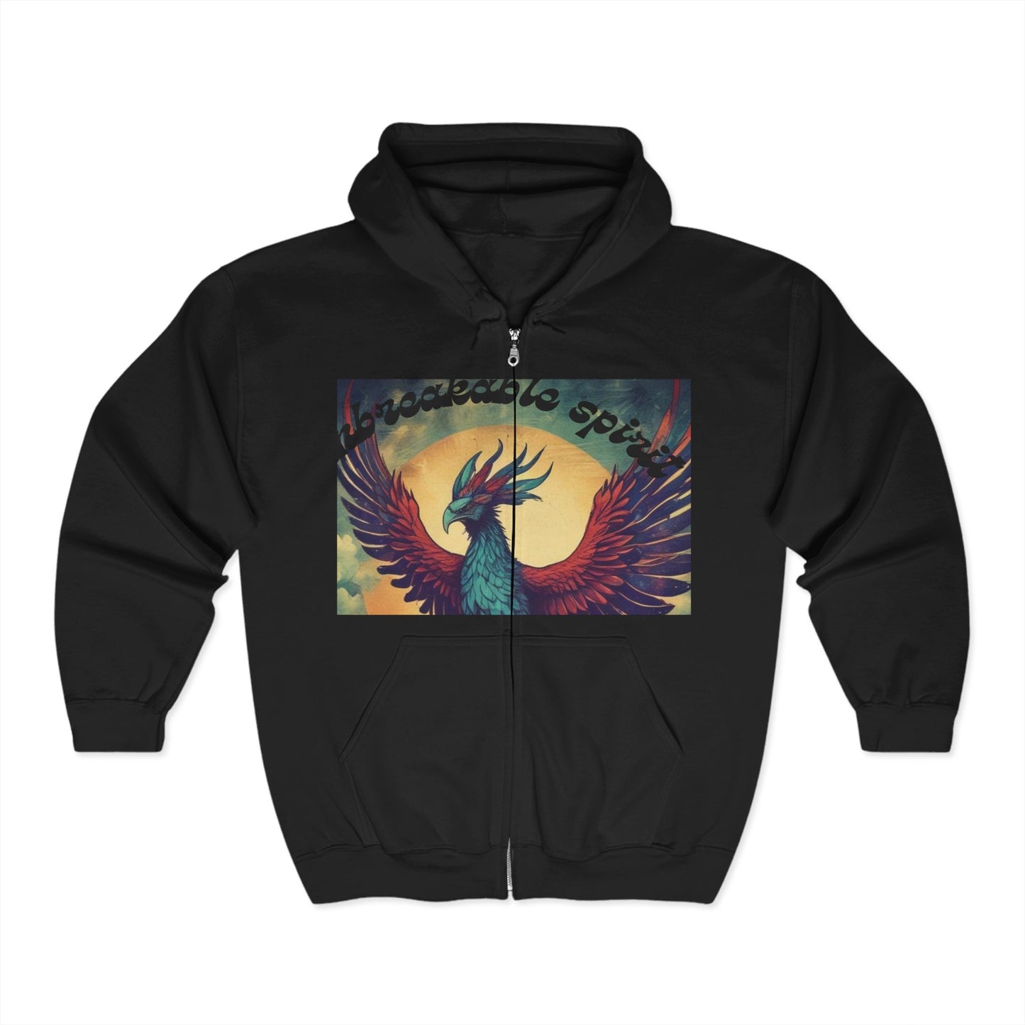 Unisex Heavy Blend™ Full Zip Hooded Sweatshirt - "Unbreakable Spirit" Graphic Hoodie