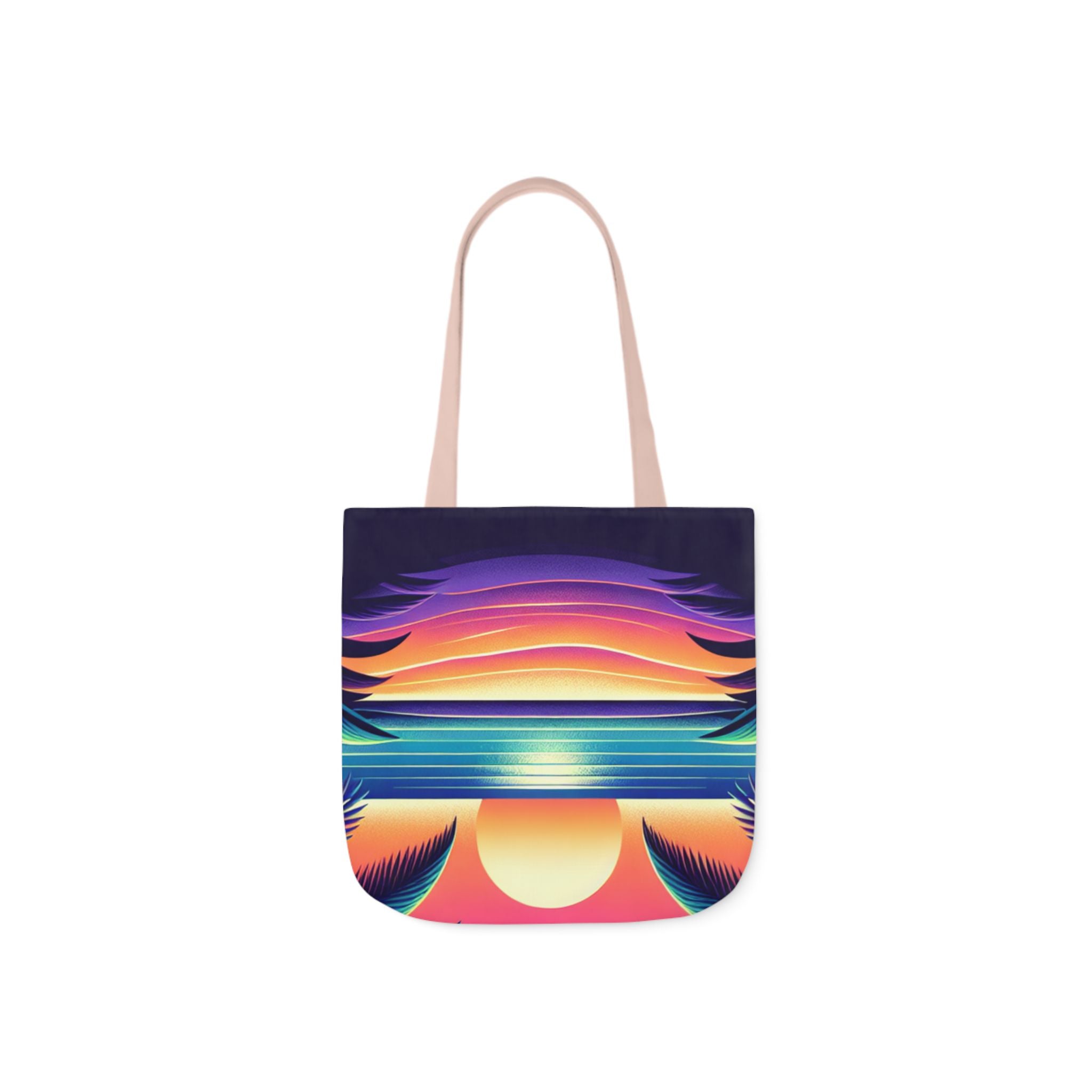 Tropical Sunset Canvas Tote Bag with 5-Color Straps