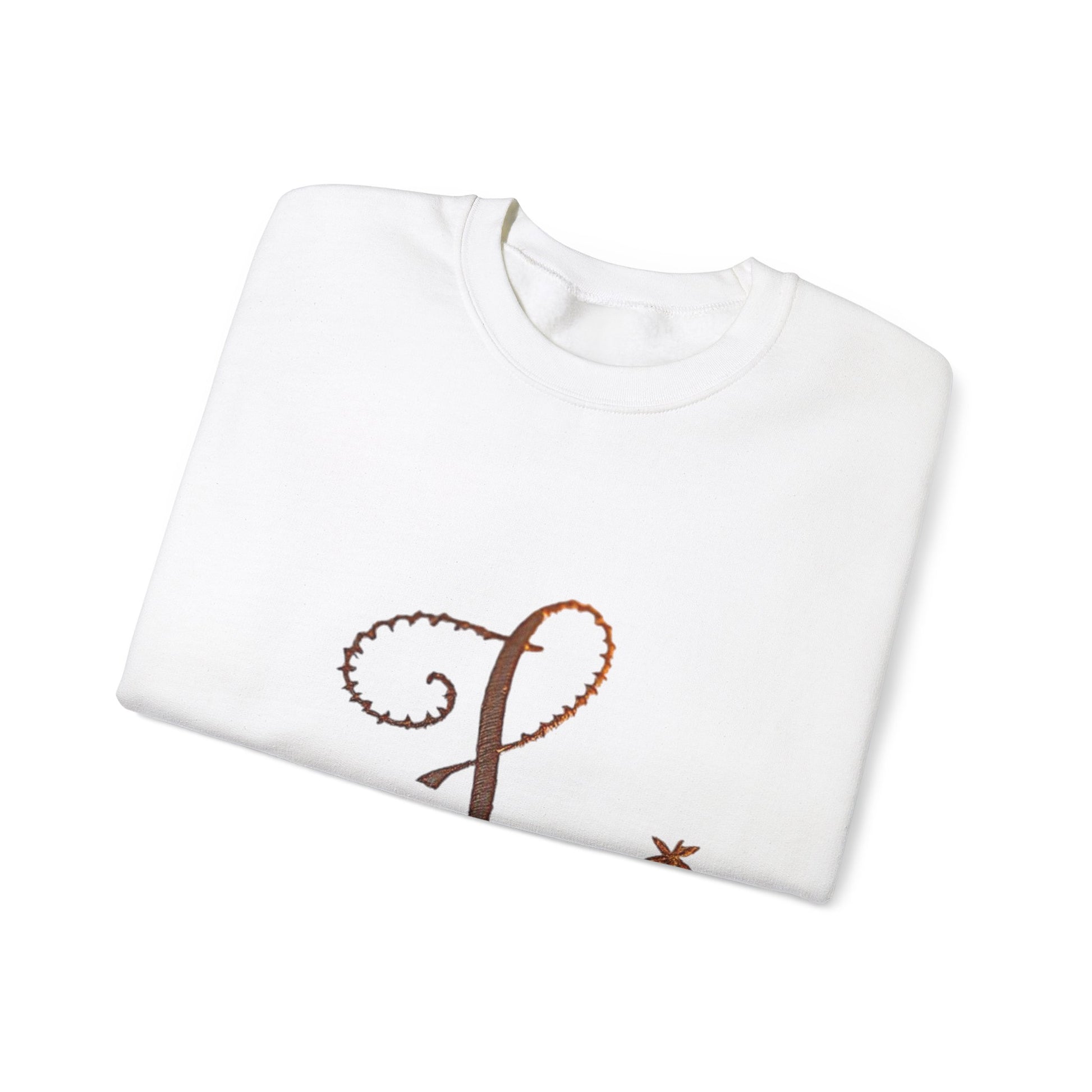 Boho-Chic Unisex Crewneck Sweatshirt with Elegant Embroidery