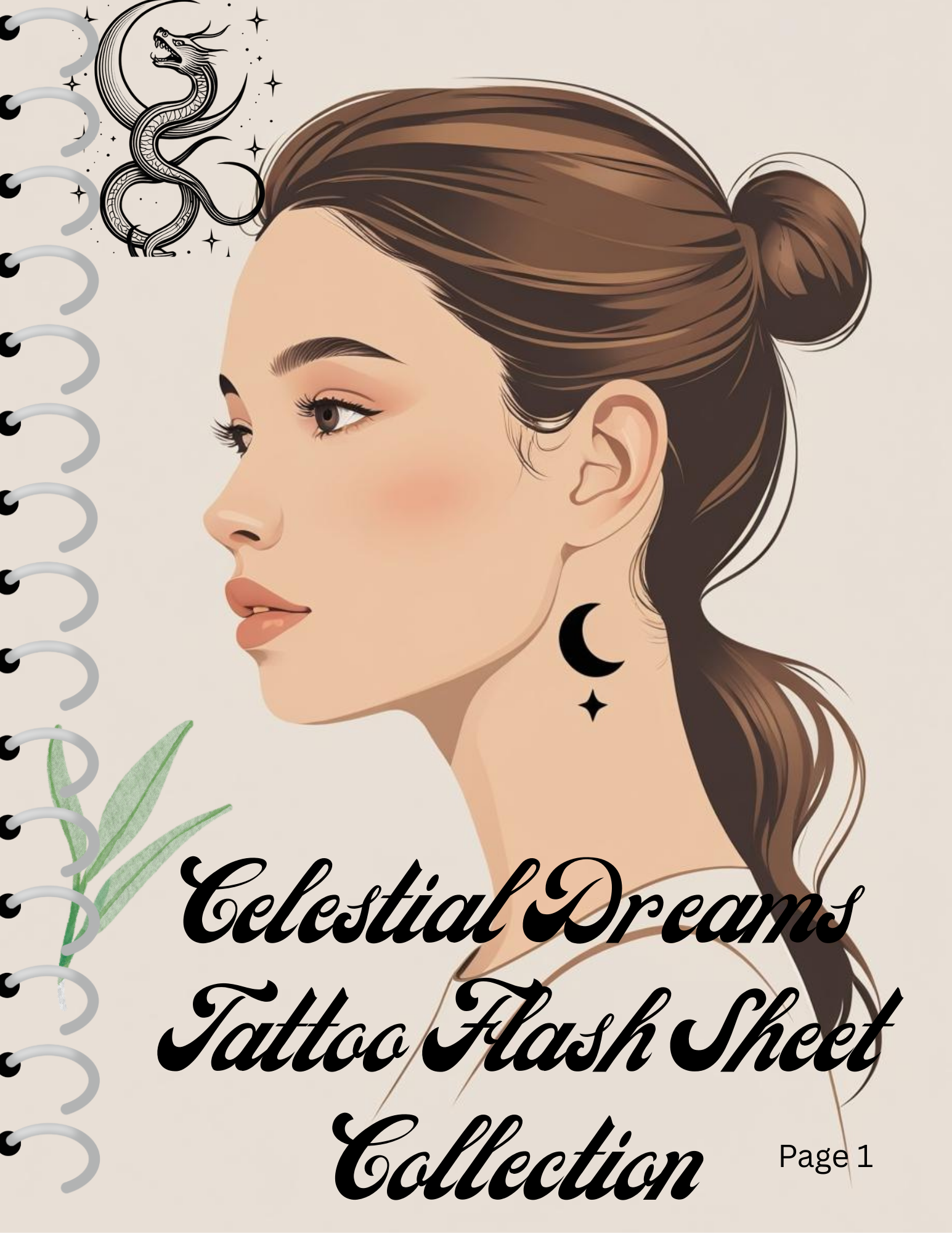 Celestial Dreams & Botanical Minimalism Tattoo Collection-Digital