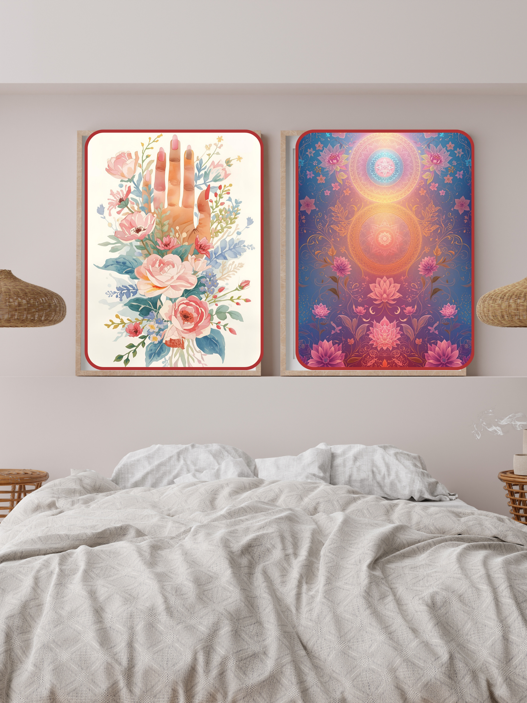 Sacred Bloom Harmony in Light-Wallart