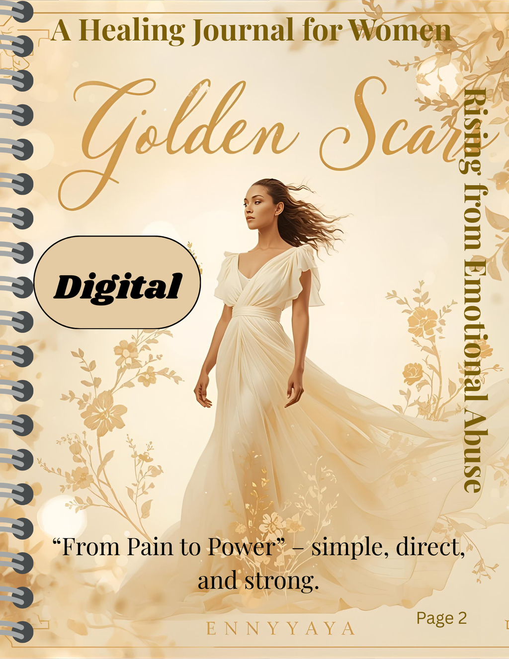 Golden Scars is a healing journal for women overcoming emotional abuse. Guided prompts & affirmations to turn pain into power.
