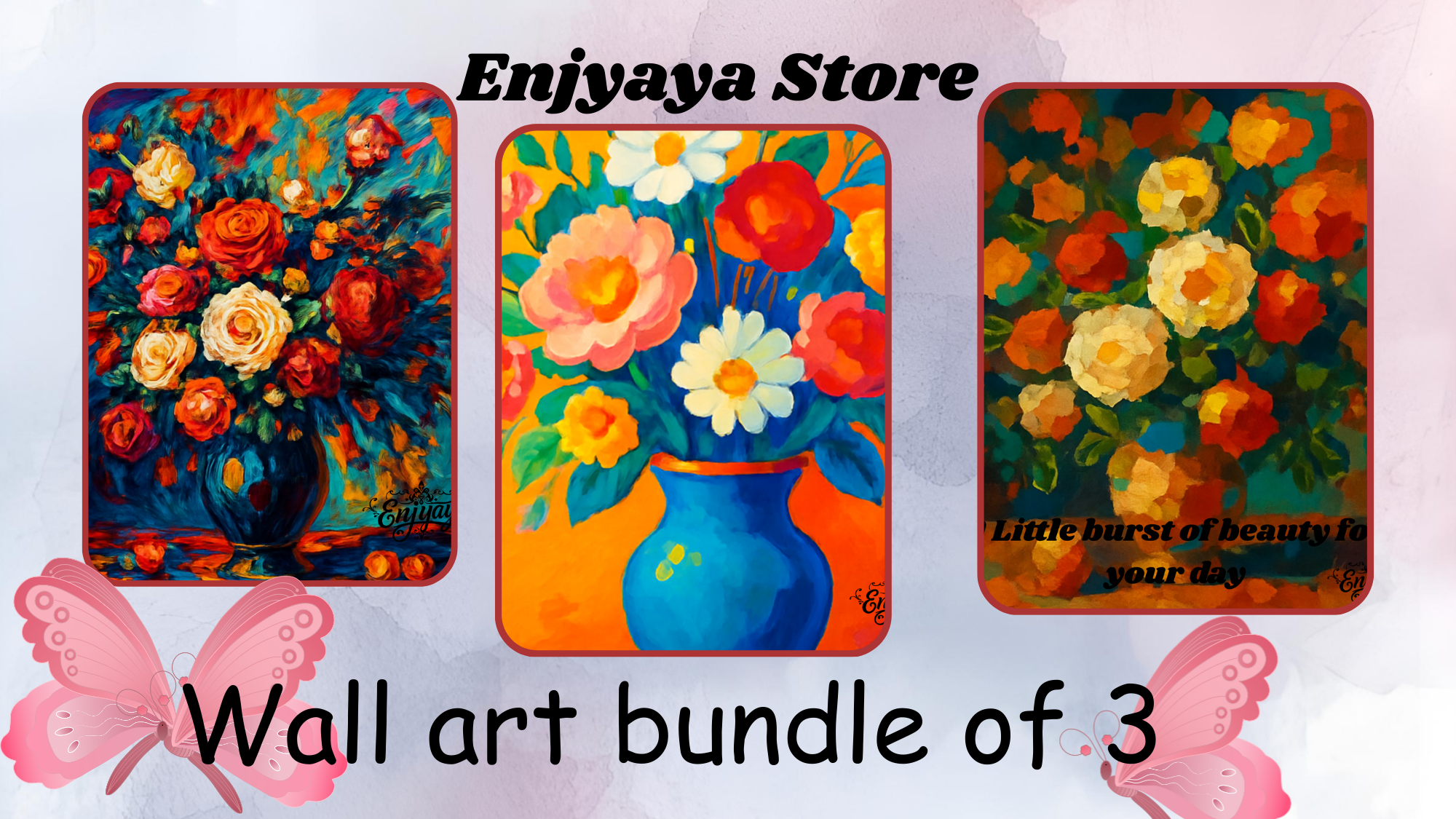 A bundle of 3 flowers wall art