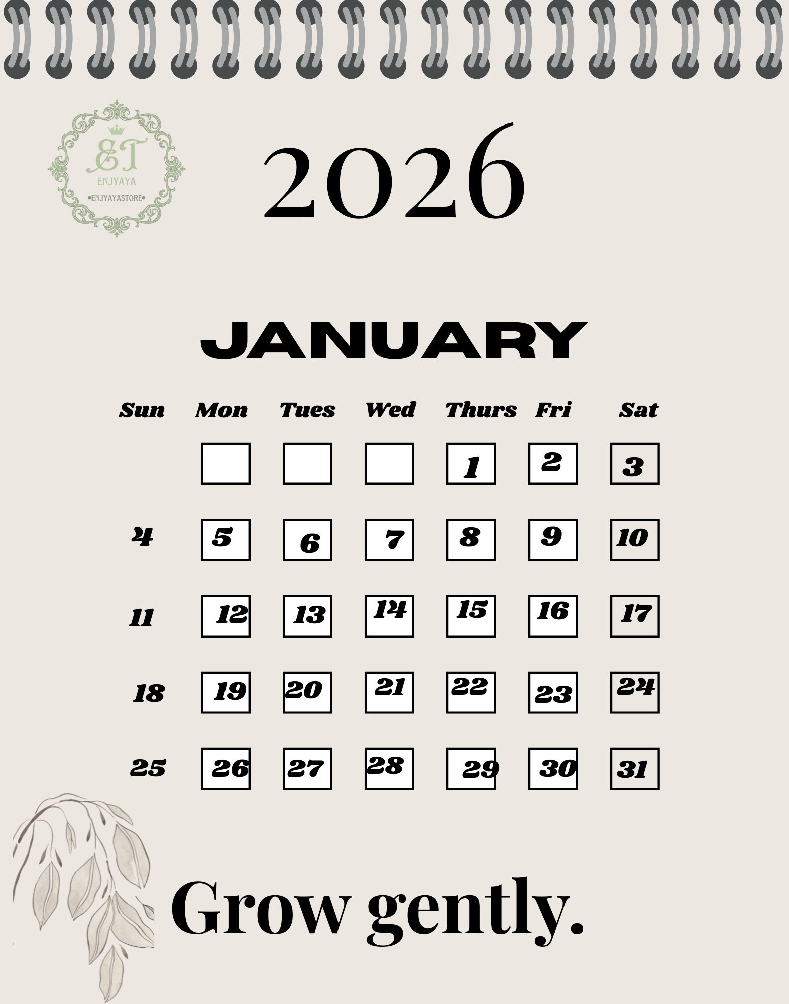 Golden Earth – A Year of Calm & Clarity Calendar 11x14in