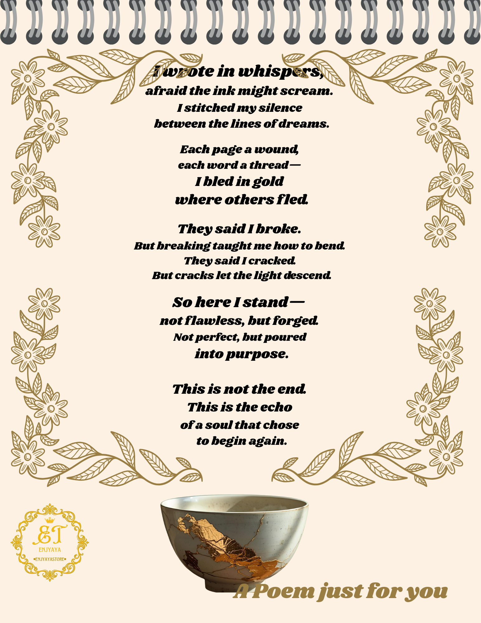 Golden Scars & Silver lining-Note Pad 130page,8.5x11in-Printable