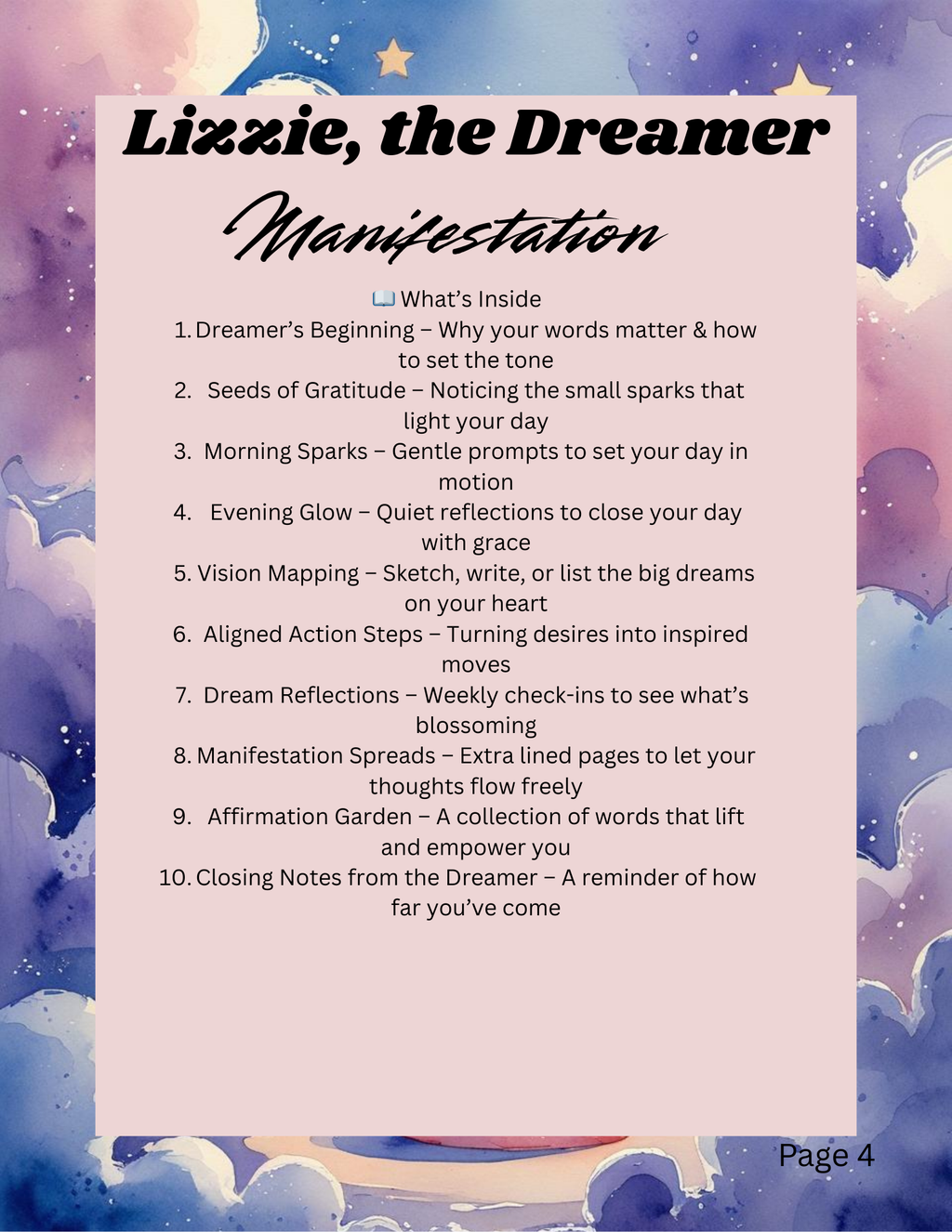 Lizzie The Dreamer Manifestation Journal