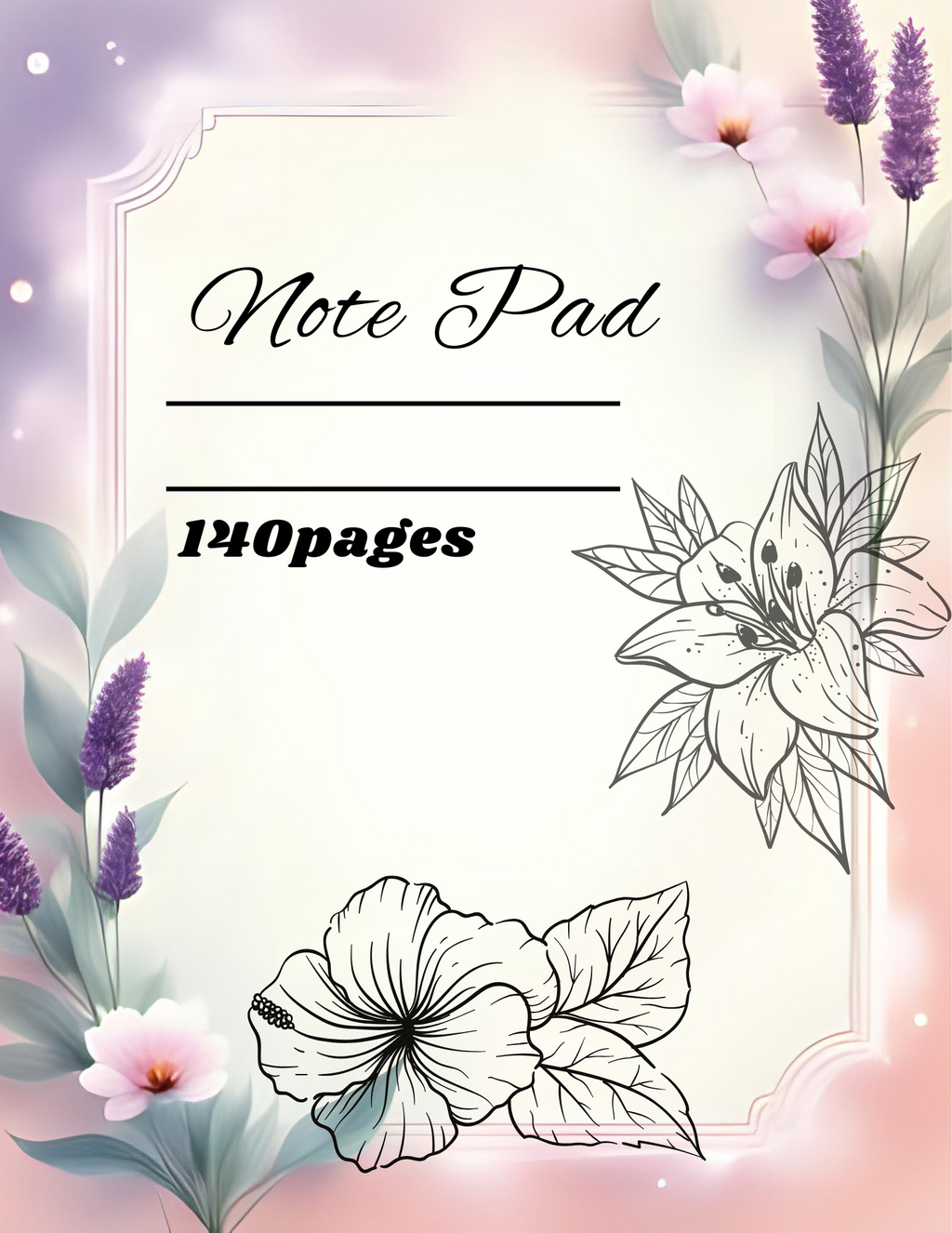 140pages Note Pad floral colors