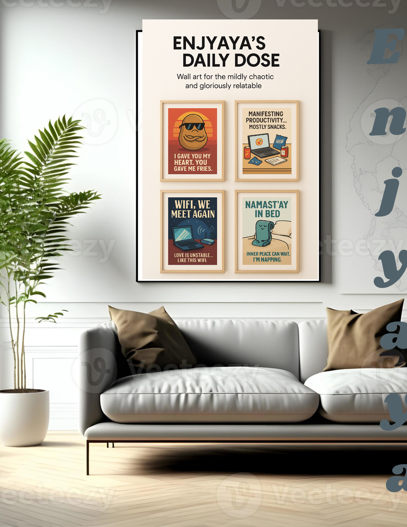 10x Enjyaya's daily dose funny wallart +3 or more free funny wall art 8.5x5x11in