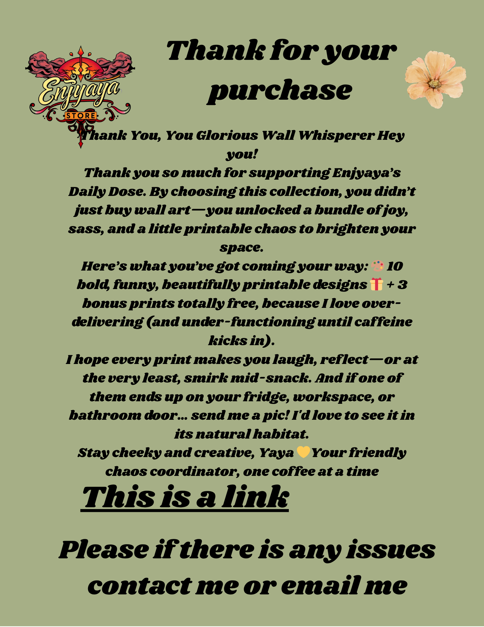 10x Enjyaya's daily dose funny wallart +3 or more free funny wall art 8.5x5x11in